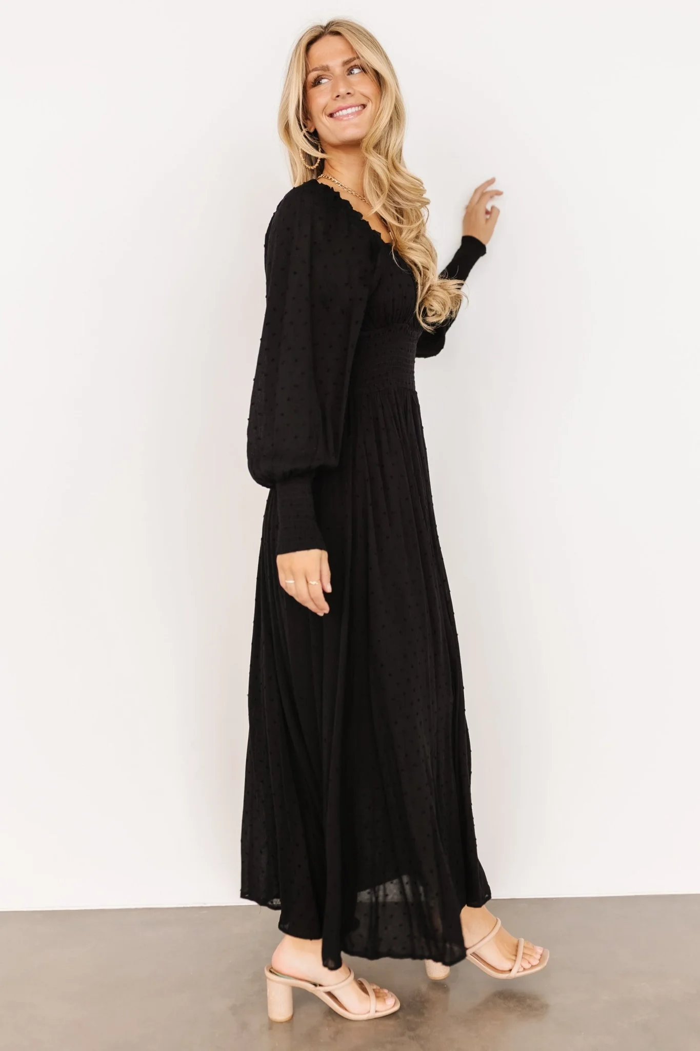 Renata Dot Maxi Dress | Black