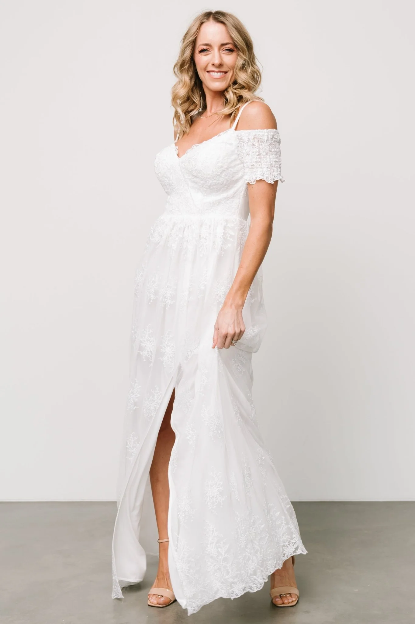Esperanza Tulle Embroidered Maxi Dress | Off White