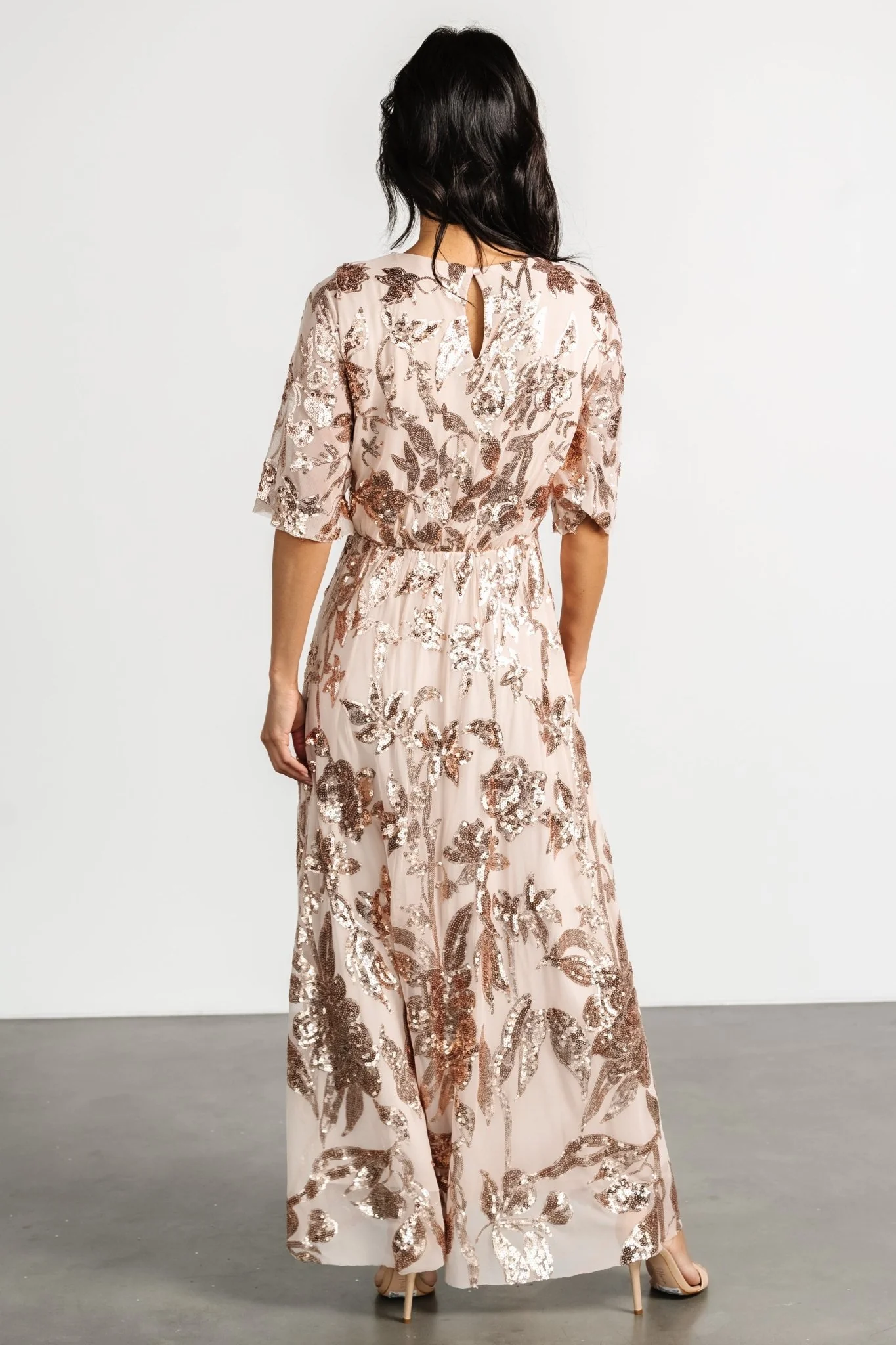 Lucy Sequin Dress | Rose Gold