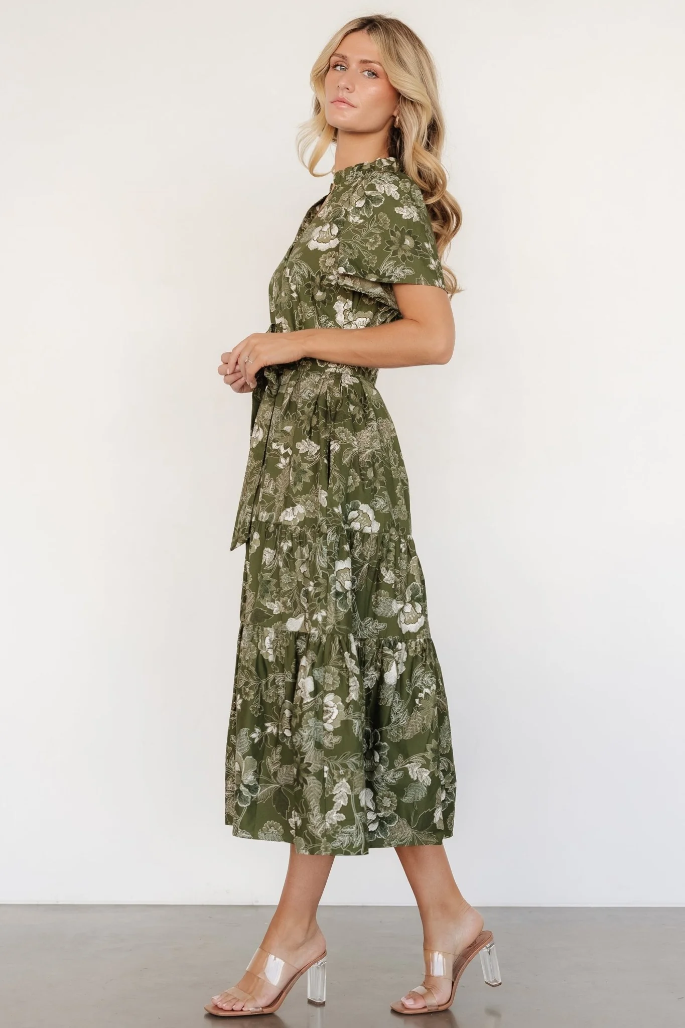 Adara Midi Dress | Olive Floral