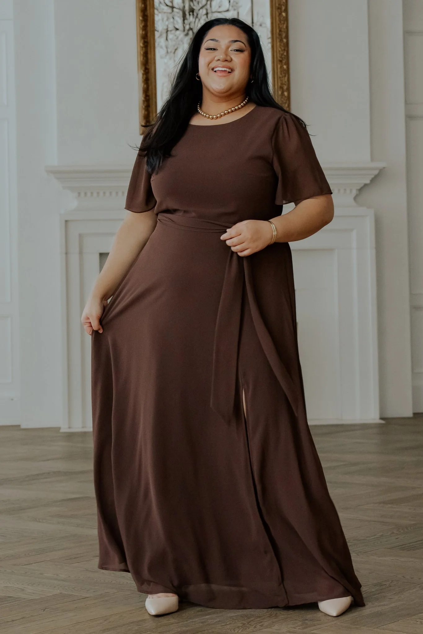Naomi Short Sleeve Maxi Dress | Espresso