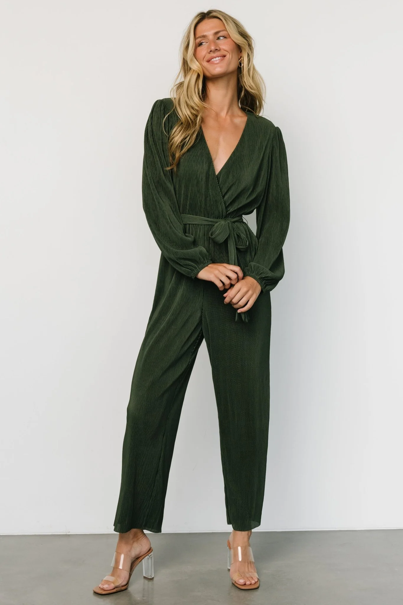 Croft Pleated Jumpsuit | Dark Olive