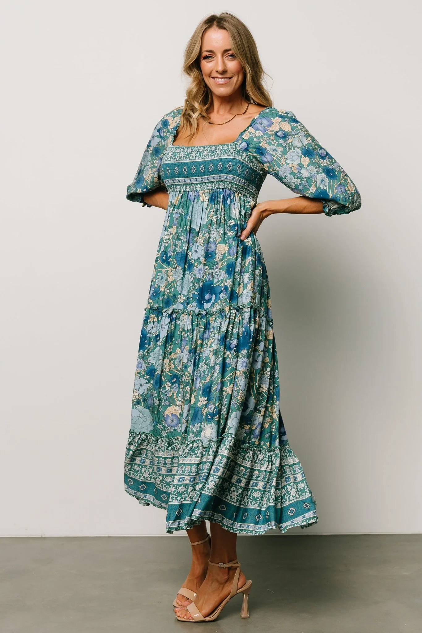 Shanna Tiered Dress | Emerald Multi