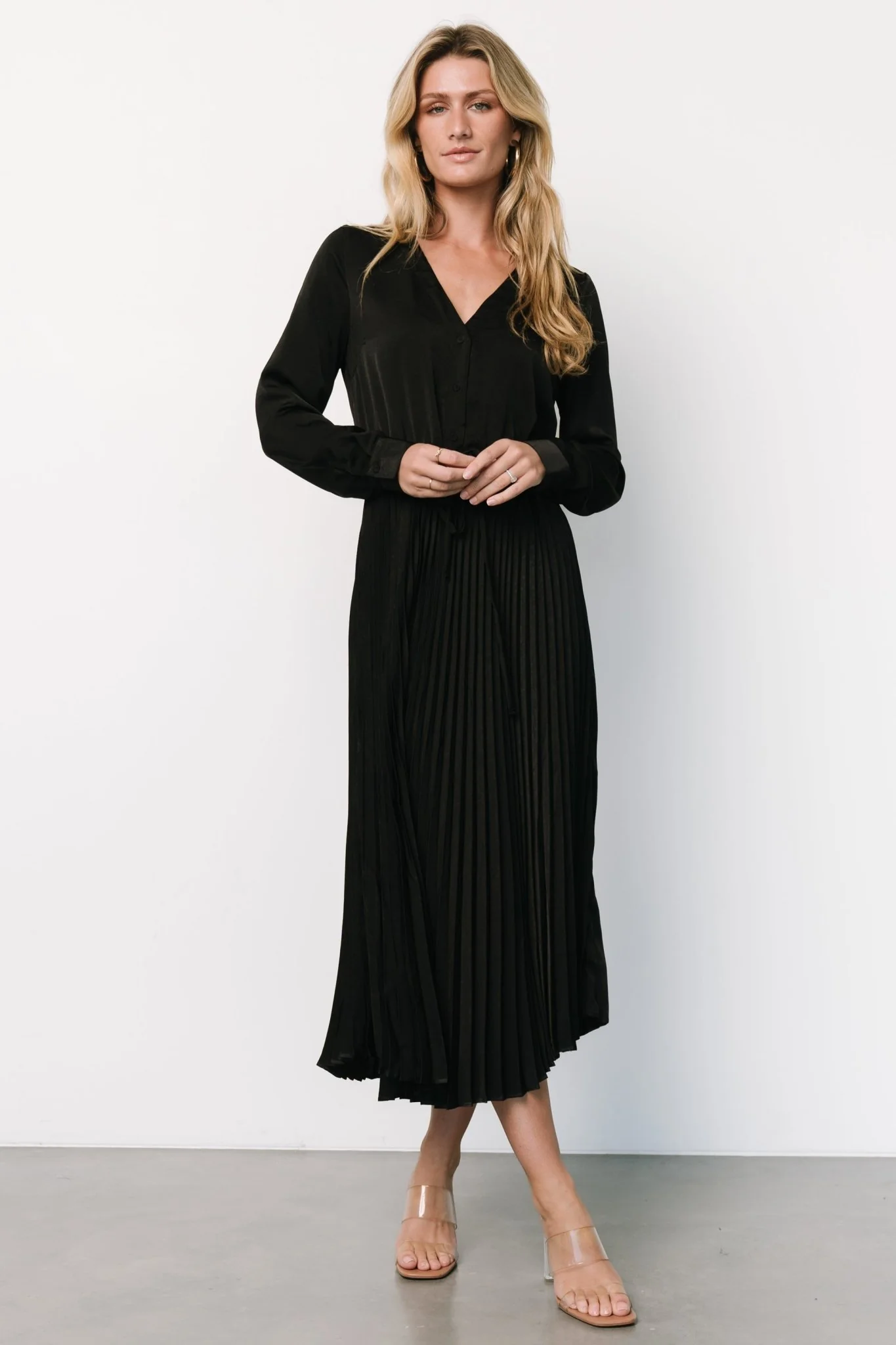 Waco Pleated Dress | Black