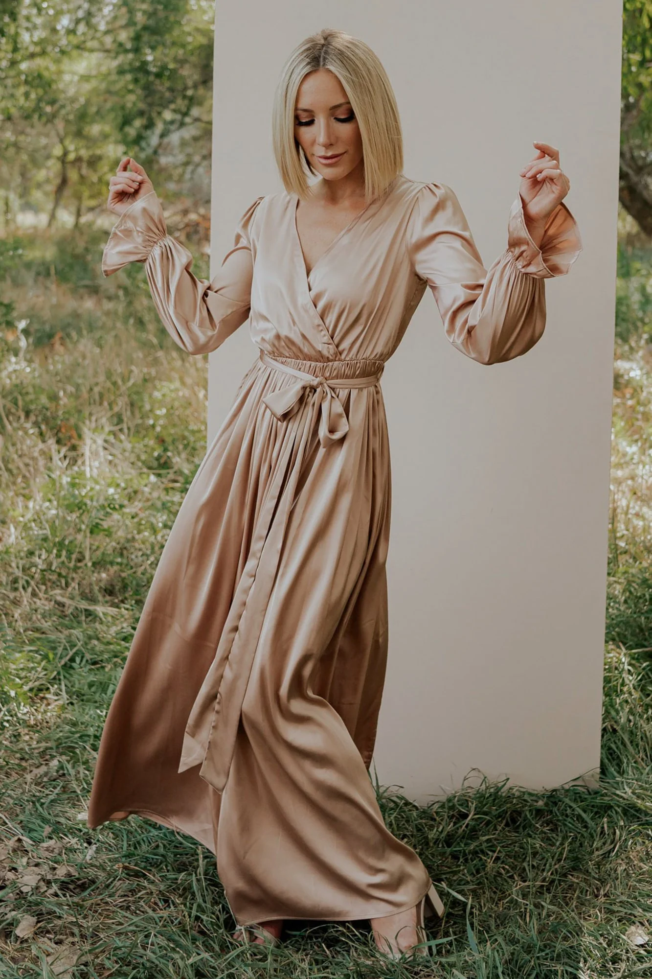 Holly Satin Maxi Dress | Champagne