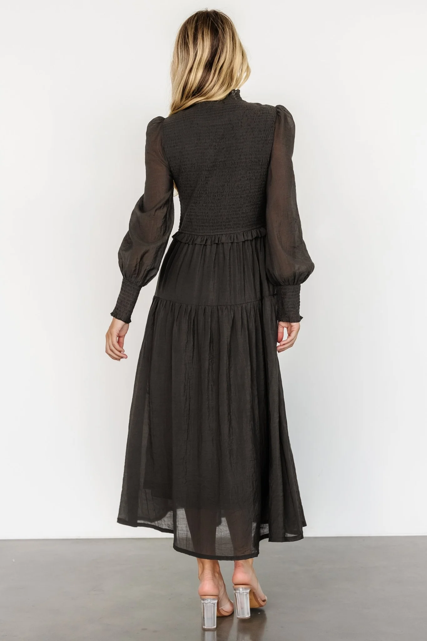 Daria Smocked Maxi Dress | Charcoal