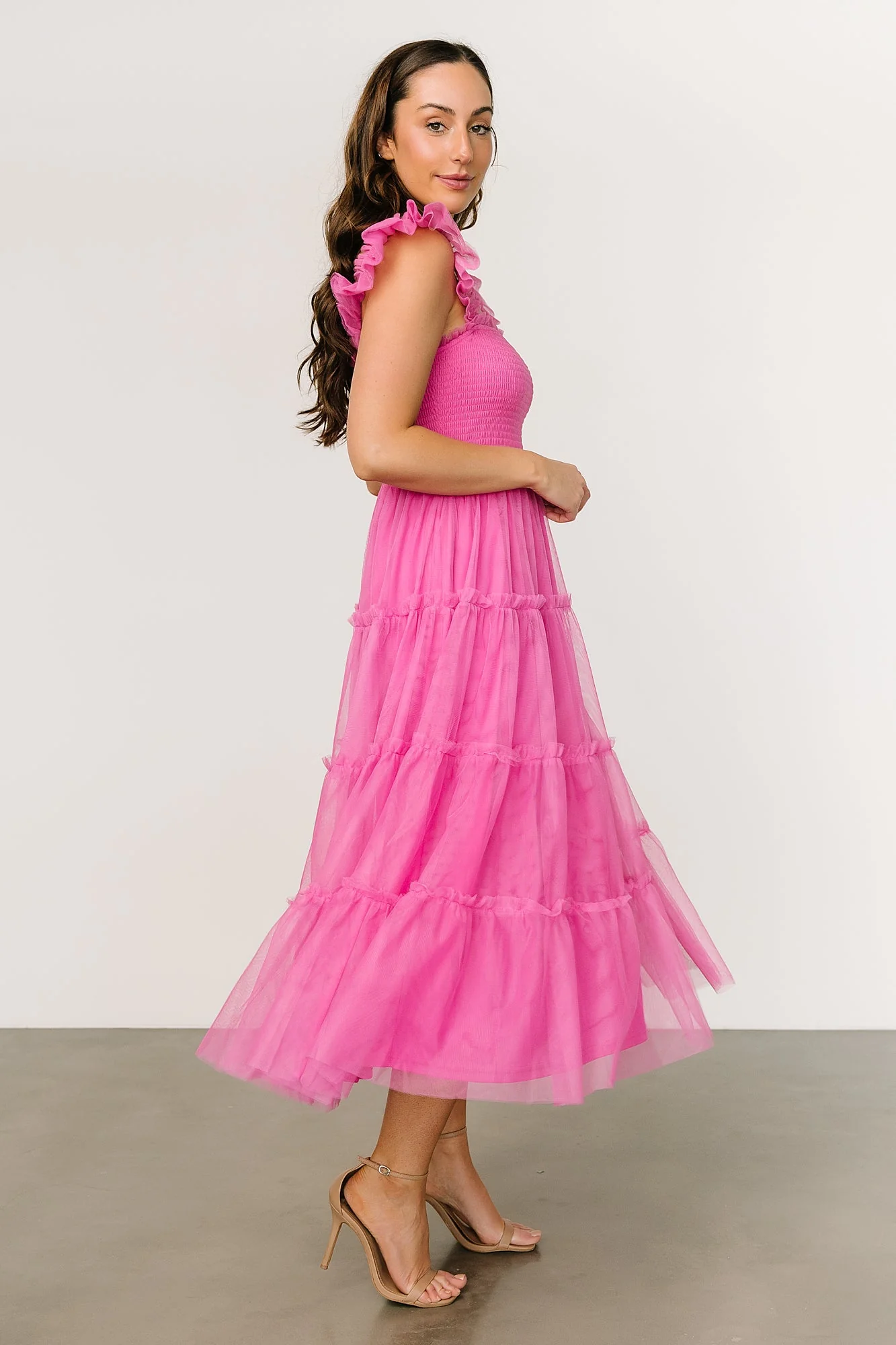 Mindi Tulle Midi Dress | Pink