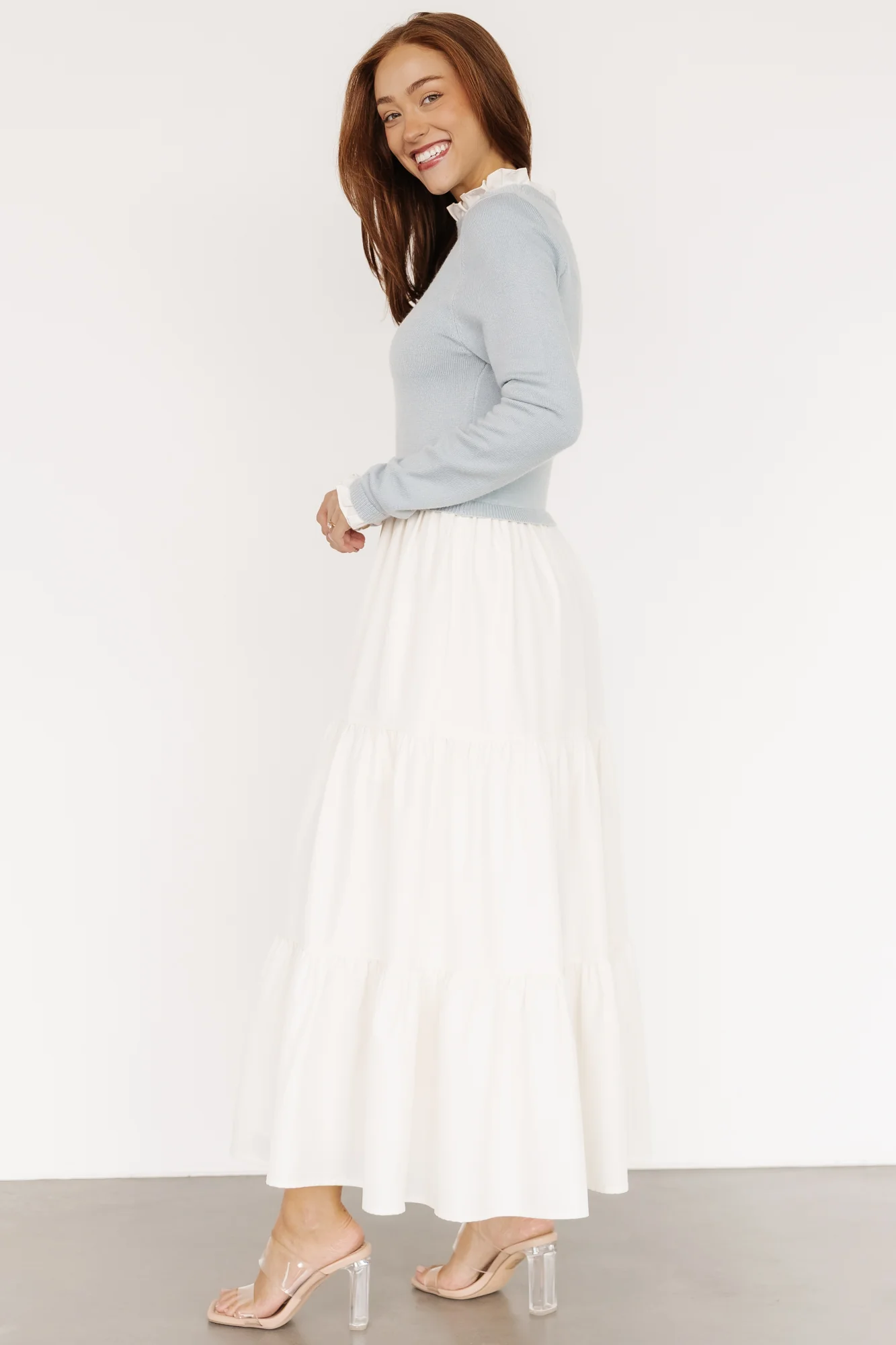Sophie Sweater Dress | Light Blue + Ivory