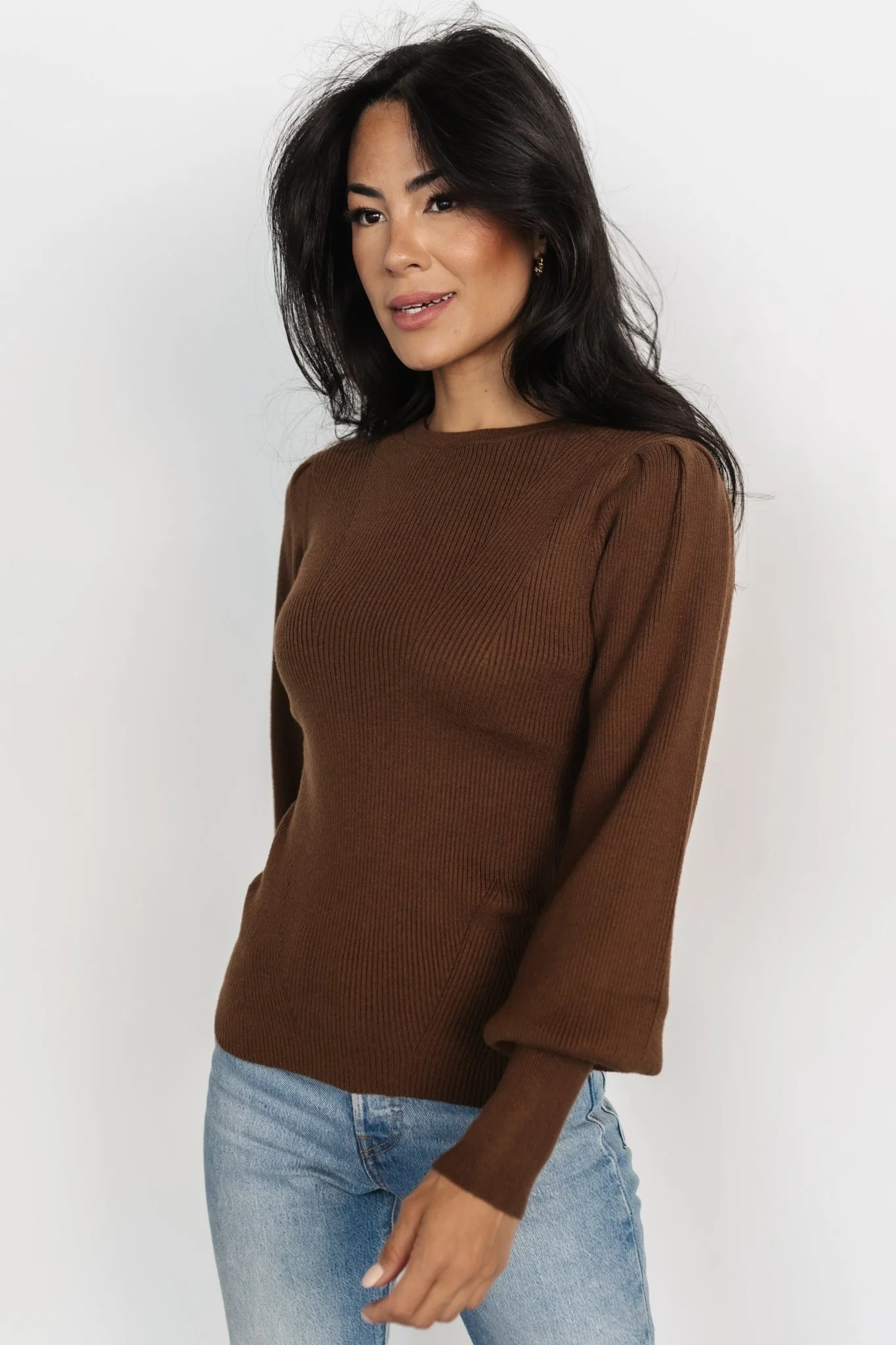 Lilou Rib Knit Sweater | Brown