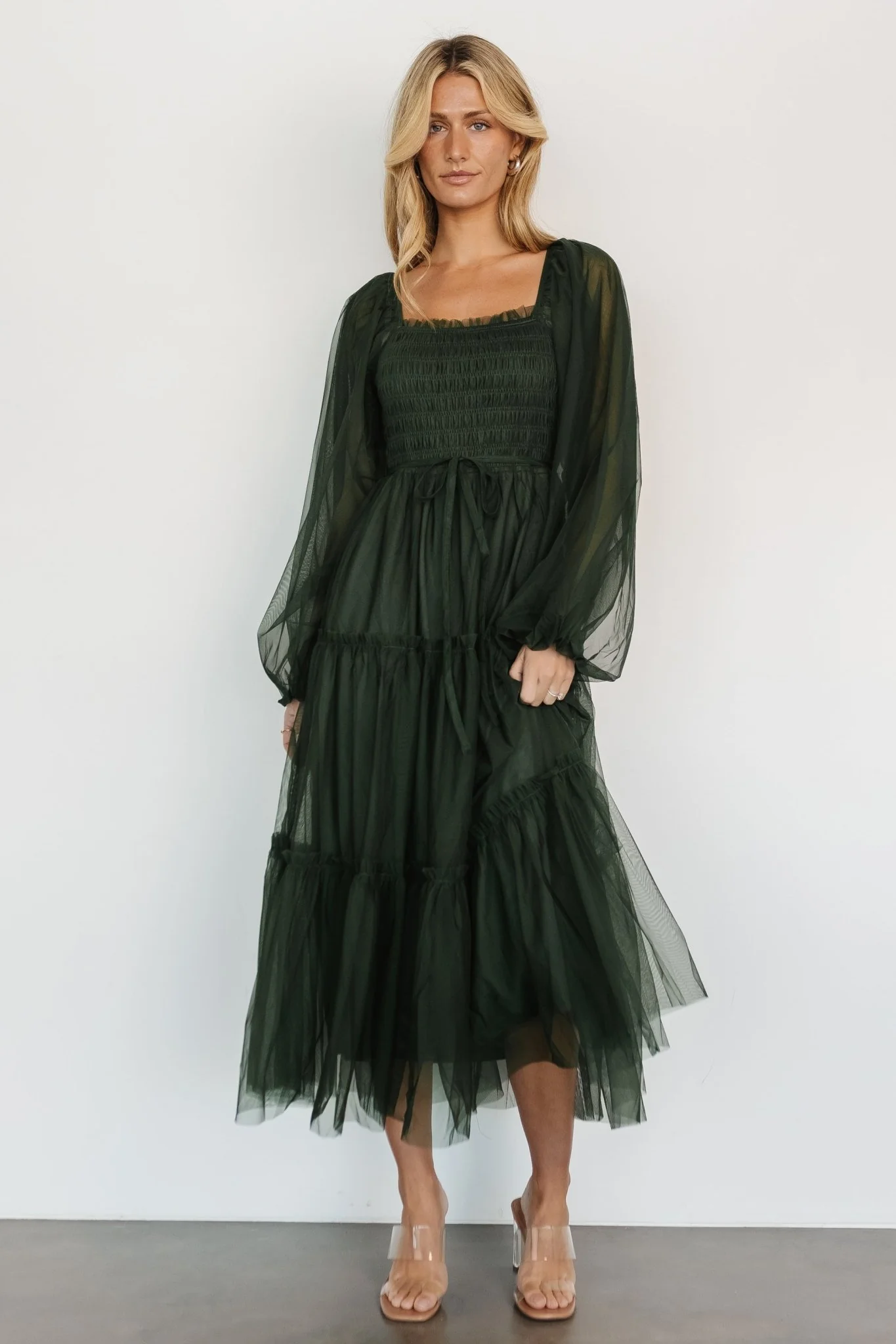 Katrina Tulle Maxi Dress | Dark Green