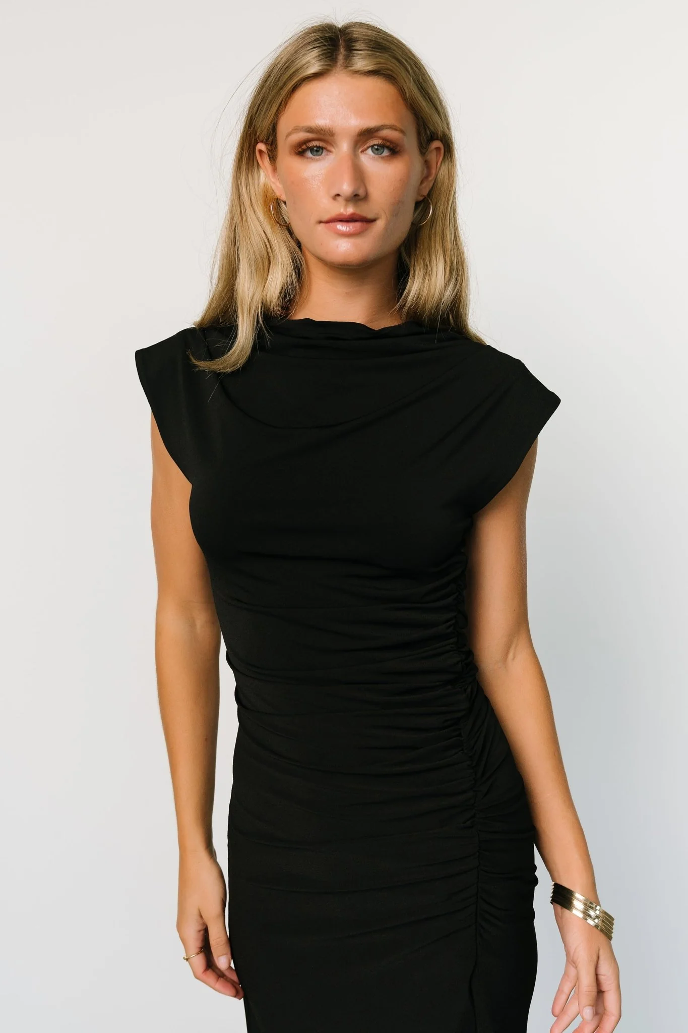 Sasha Ruched Maxi Dress | Black