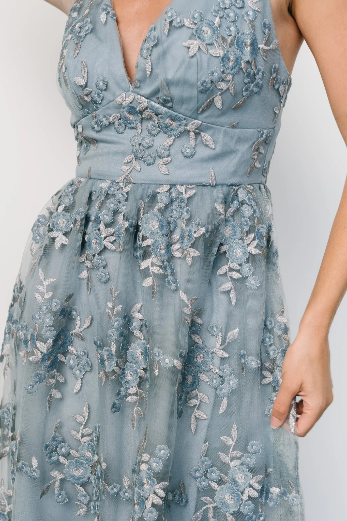 Dante Applique Midi Dress | Slate Blue