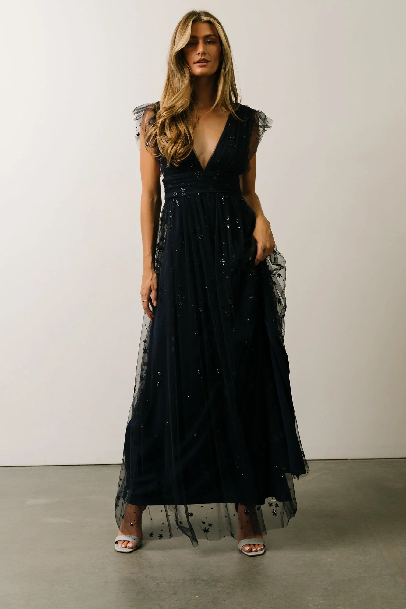 Nova Shimmer Maxi Dress | Navy