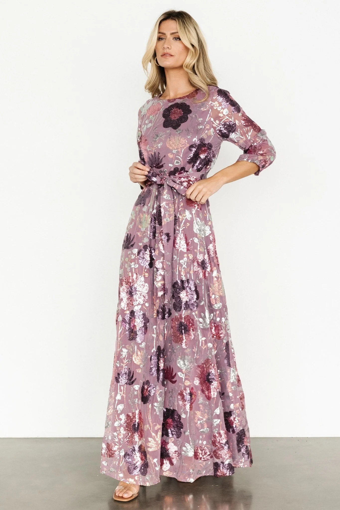 Destiny Sequin Maxi Dress | Lilac Floral