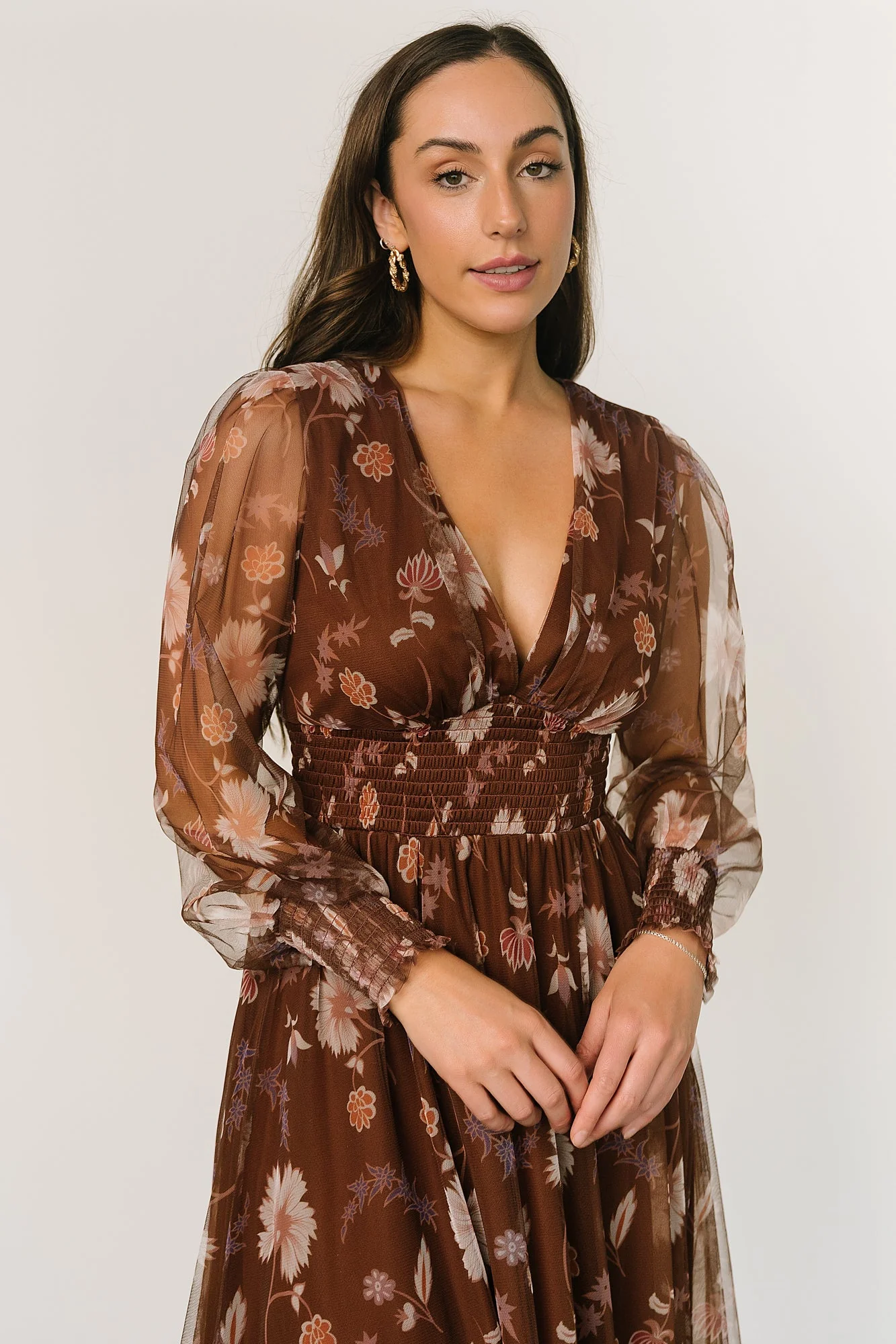 Layla Tulle Maxi Dress | Chestnut Floral