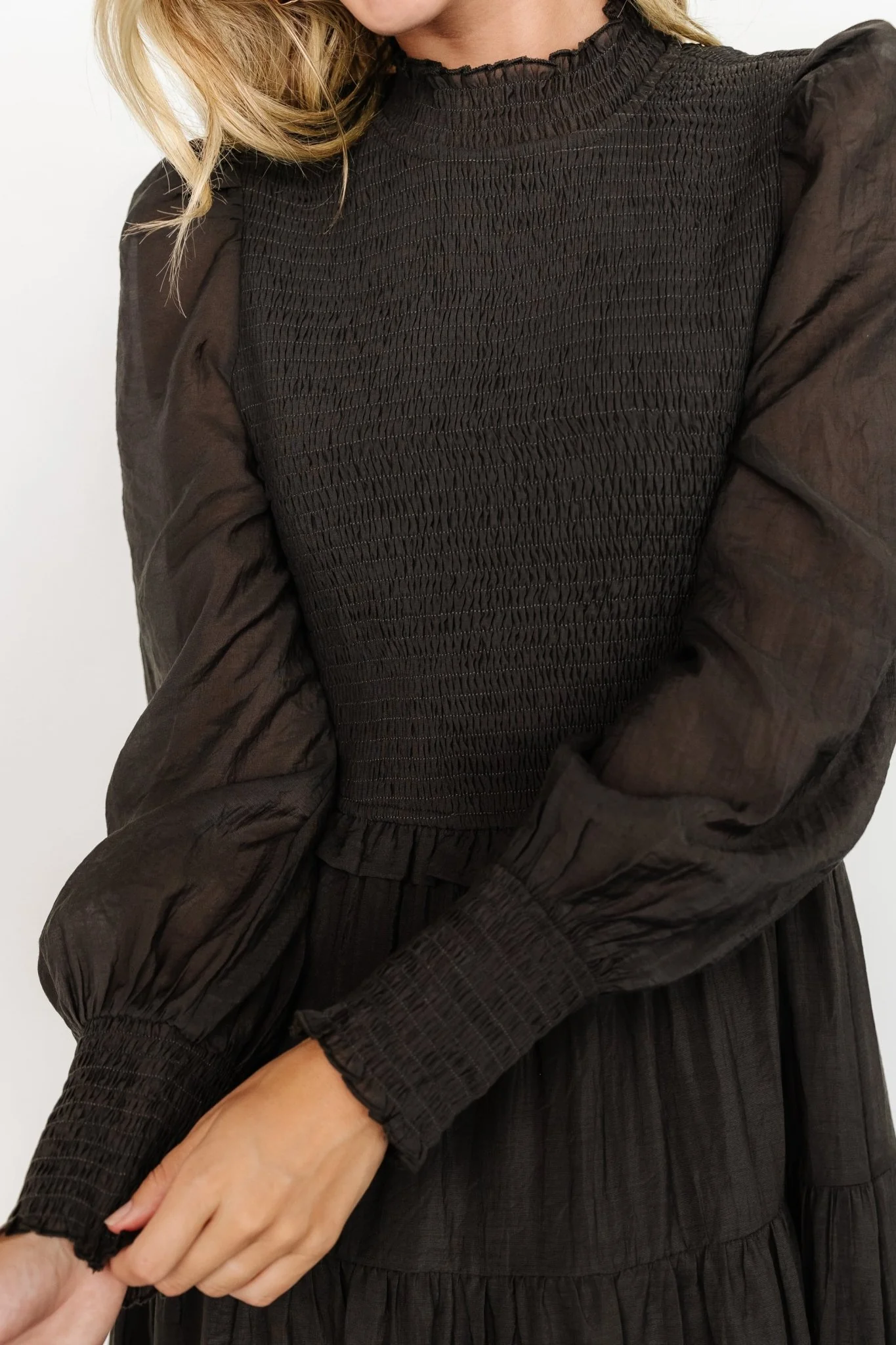 Daria Smocked Maxi Dress | Charcoal