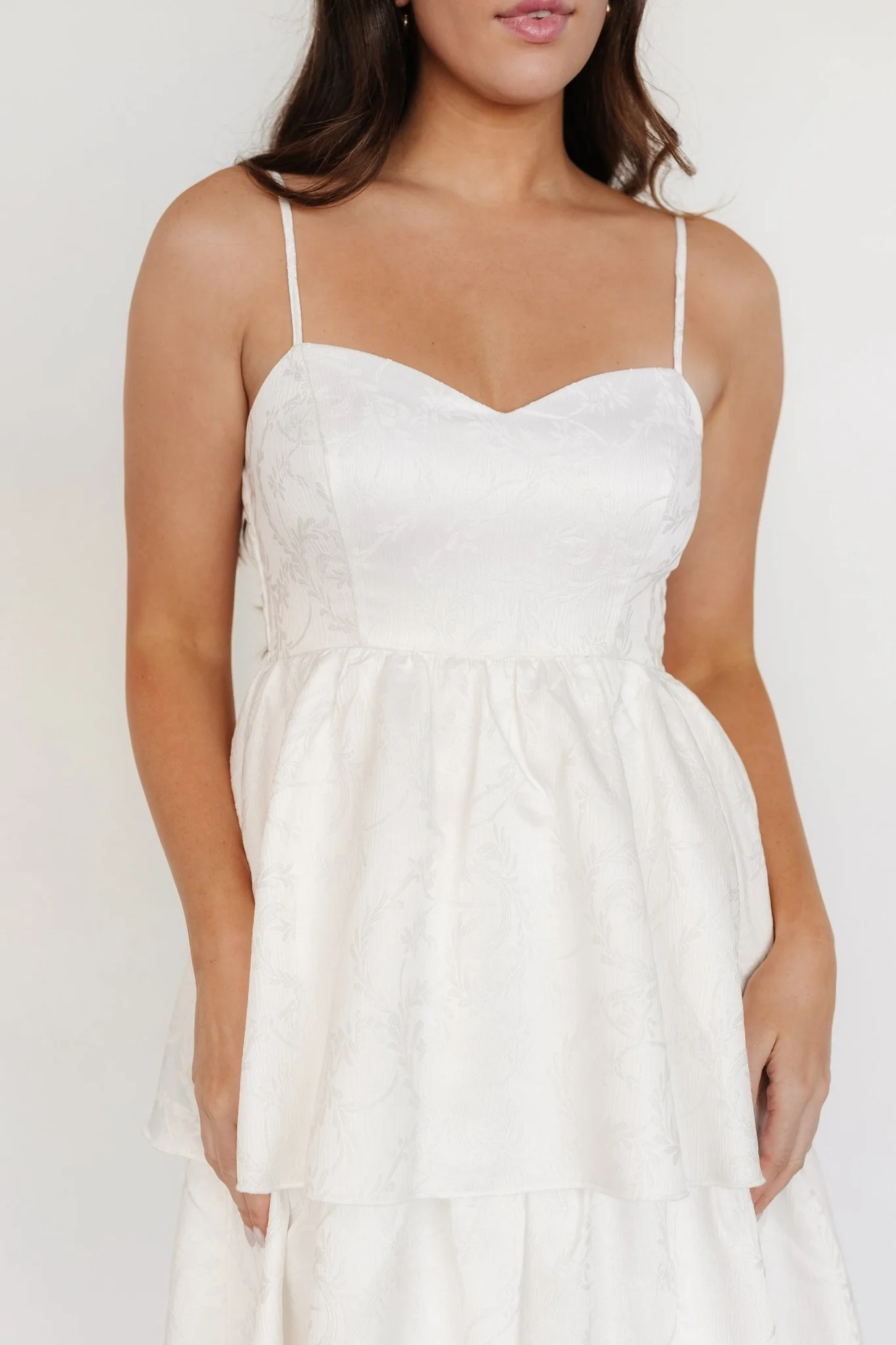 Violetta Embossed Tiered Dress | Off White