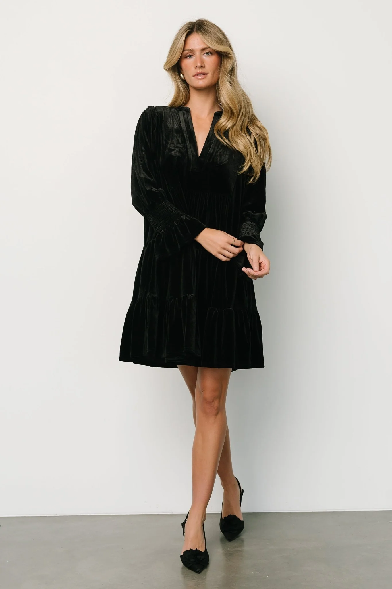 Tolman Velvet Short Dress | Black