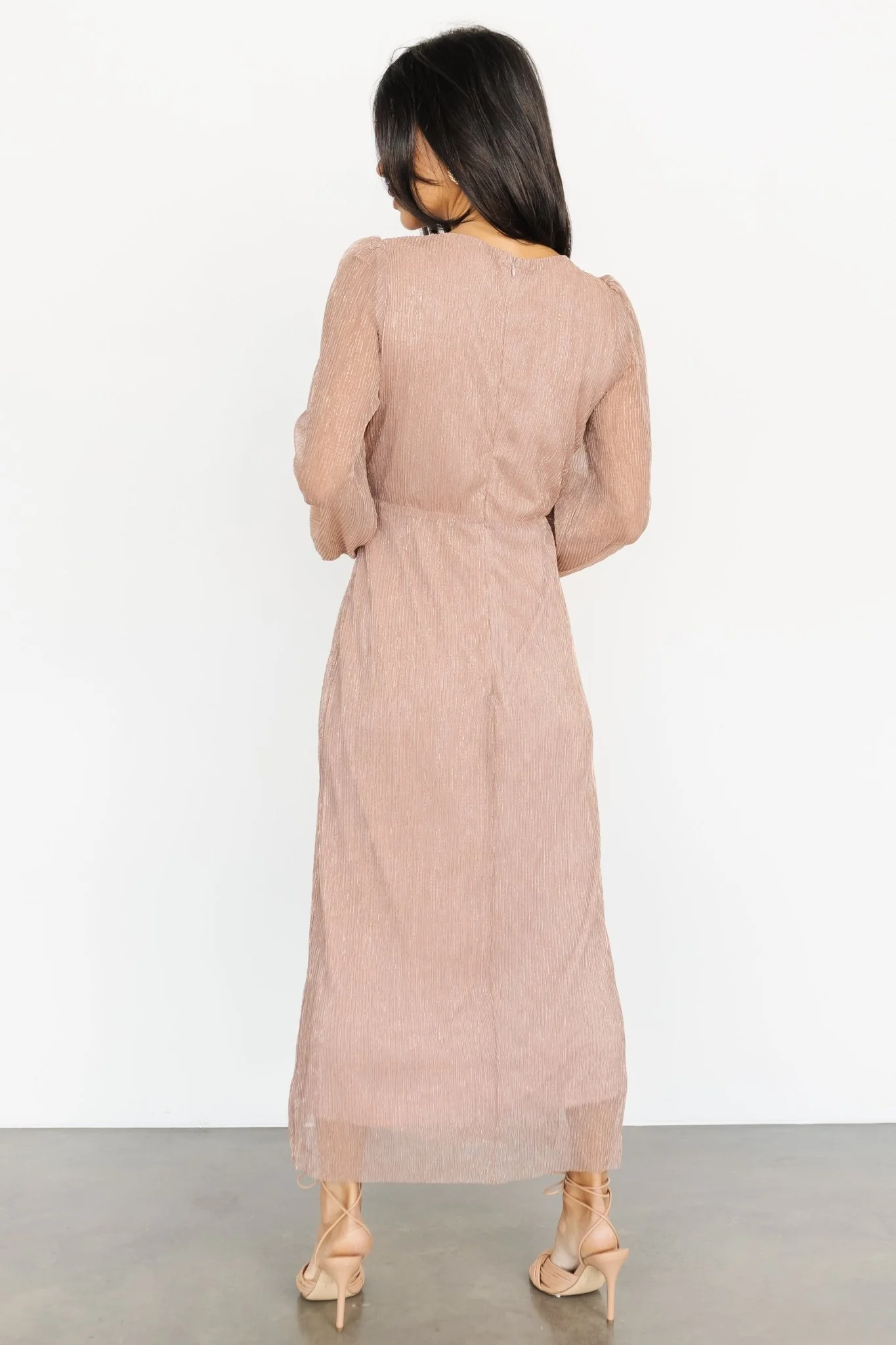 Devlyn Pleated Dress | Rose Shimmer