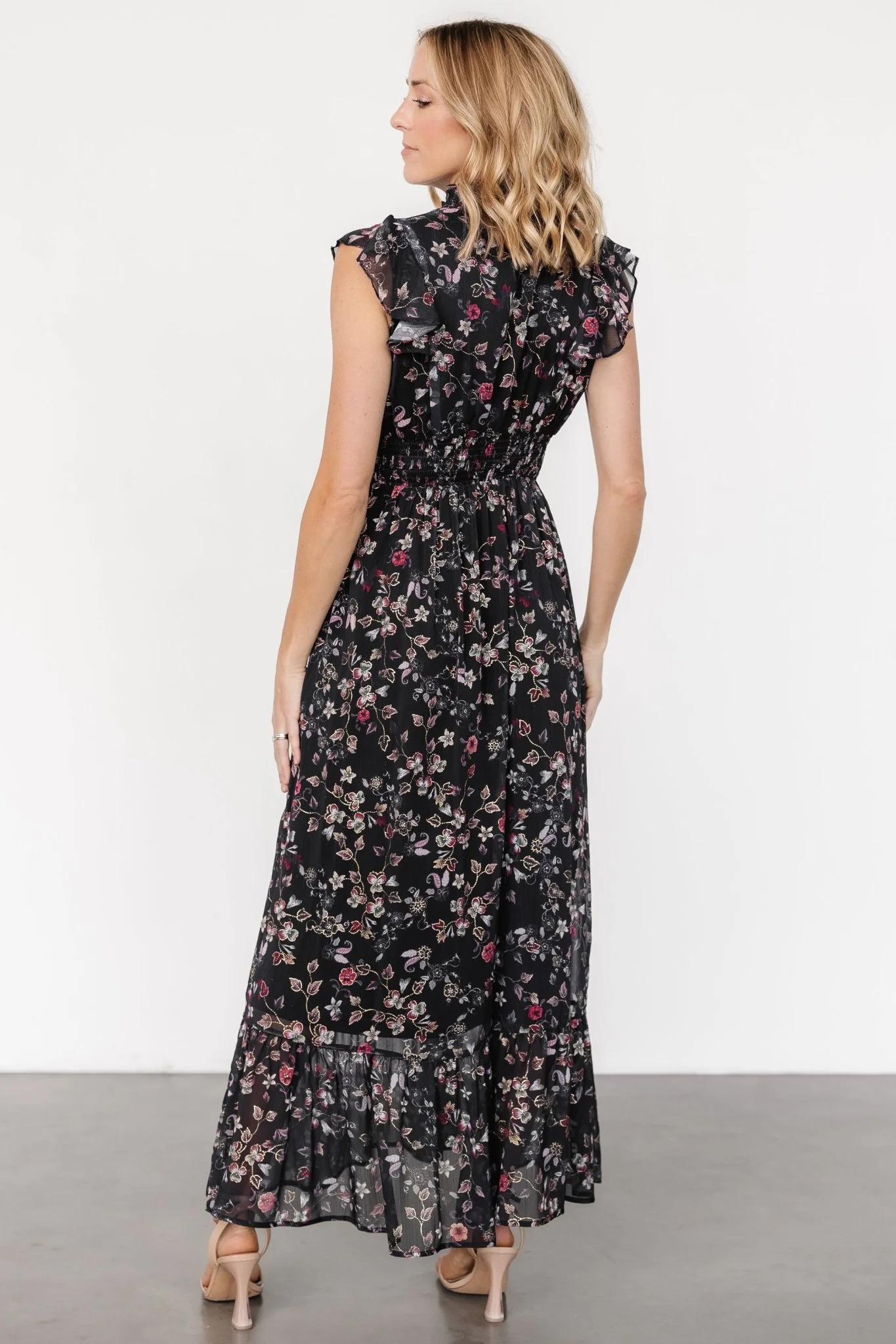 Kearny Ruffle Maxi Dress | Midnight + Gold Multi