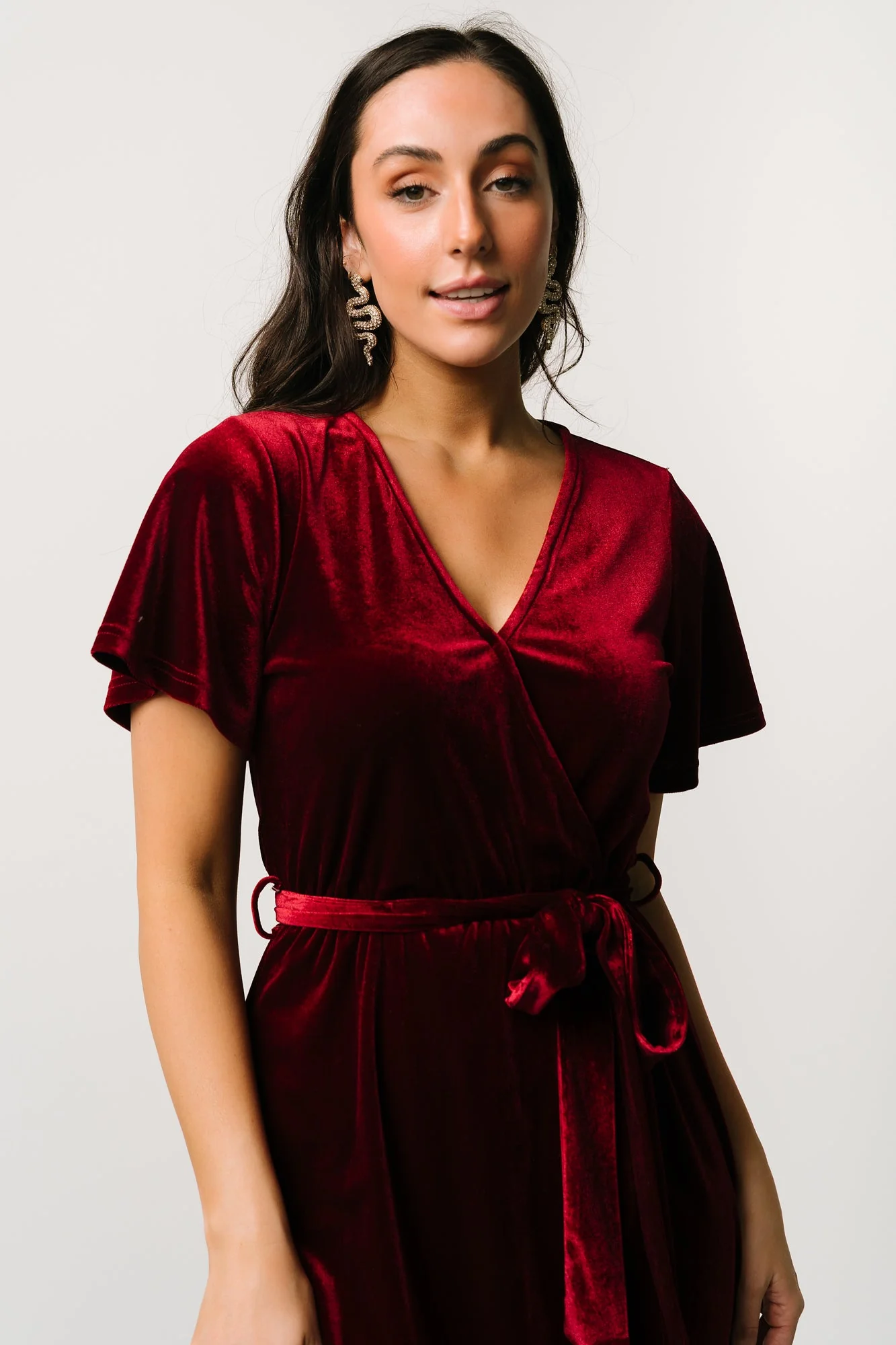 Nadine Velvet Midi Dress | Merlot