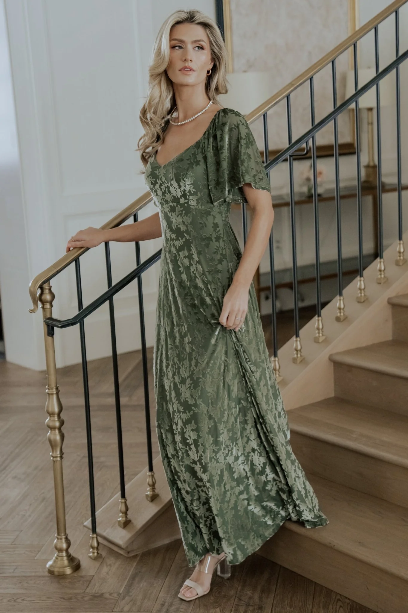 Everley Velvet Maxi Dress | Dark Sage