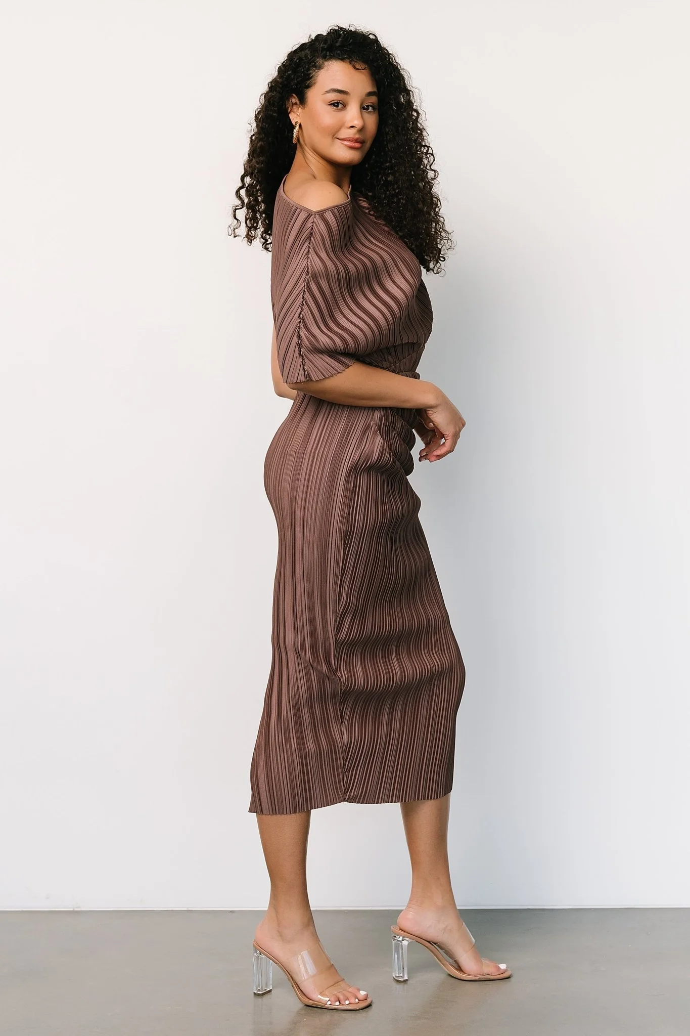 Winslow Pleated Midi Dress | Mink