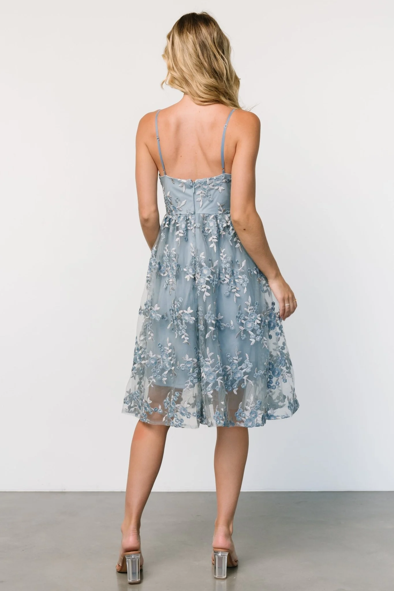 Dante Applique Midi Dress | Slate Blue