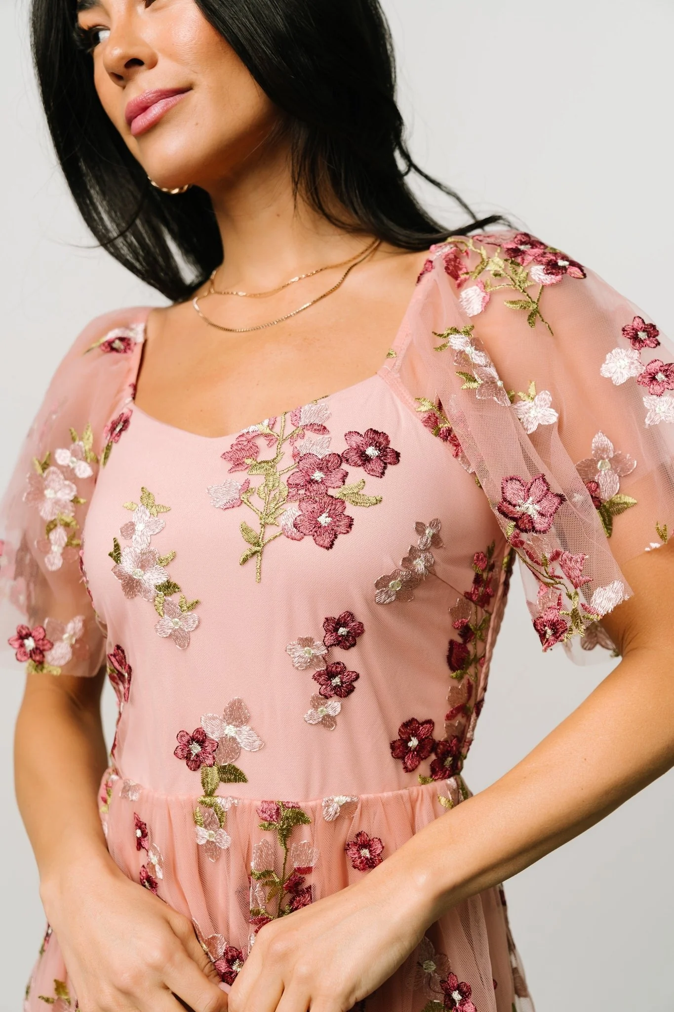 Gwyneth Tulle Midi Dress | Blush Floral