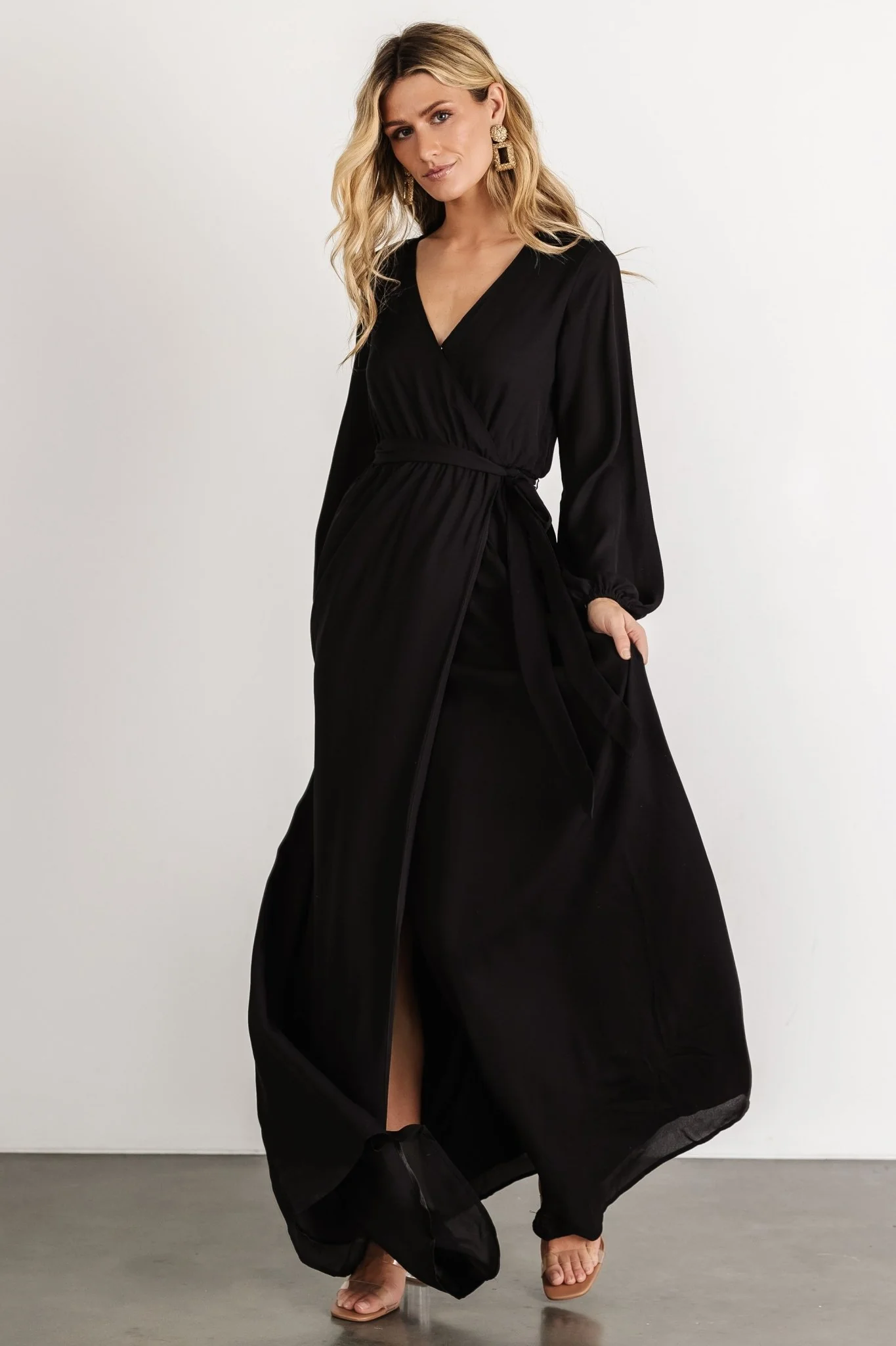 Breanne Faux Wrap Maxi Dress | Black