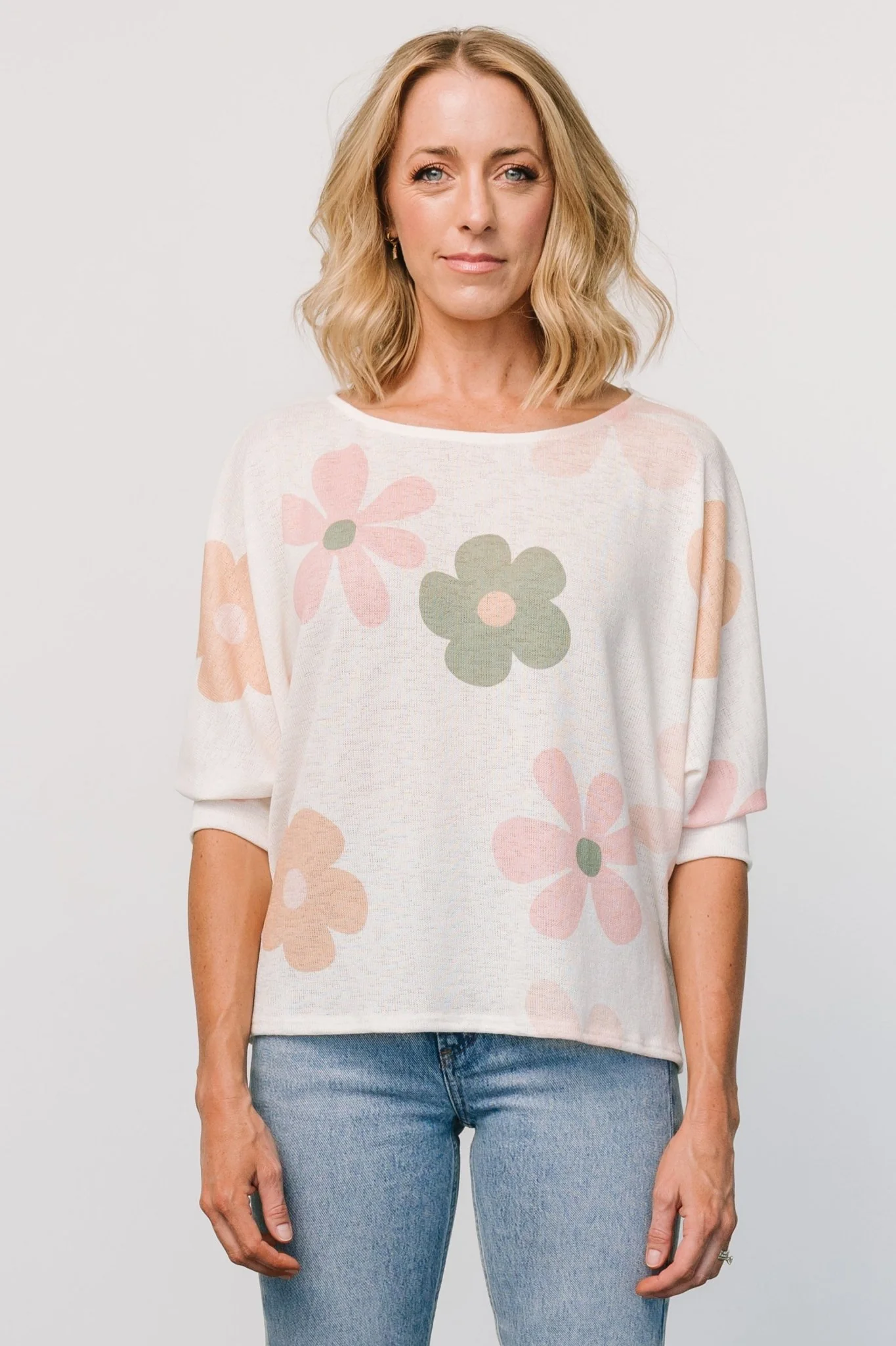 Flower Knit Top | Cream Multi