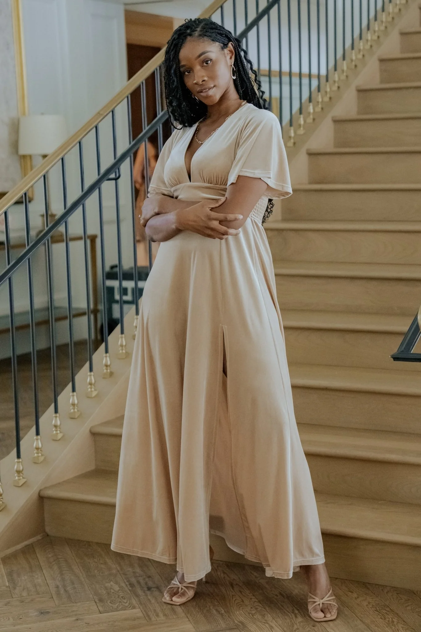Berenice Velvet Maxi Dress | Champagne