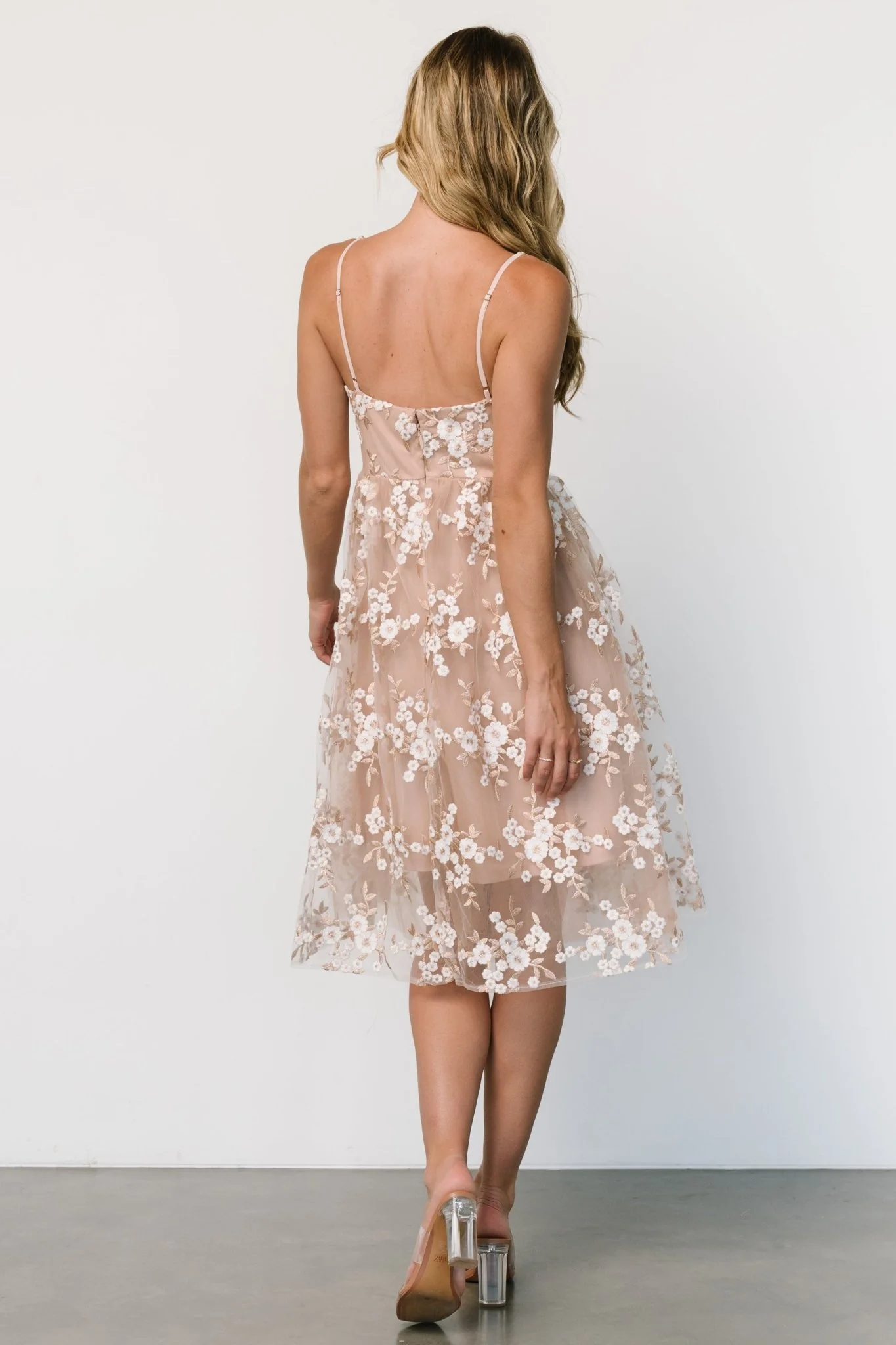 Dante Applique Midi Dress | Champagne