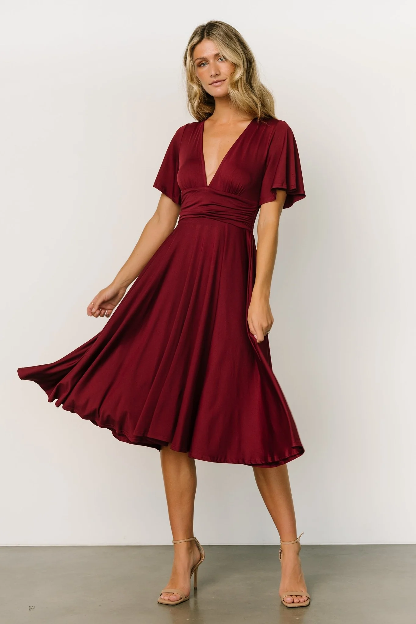 Janette Midi Dress | Wine