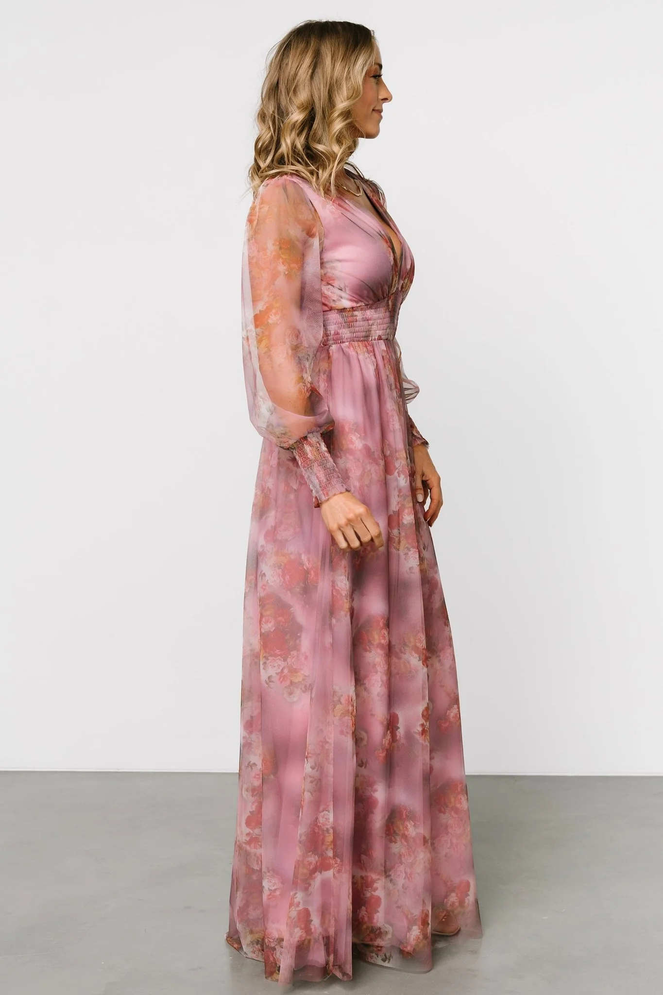 Layla Tulle Maxi Dress | Dusty Orchid Floral