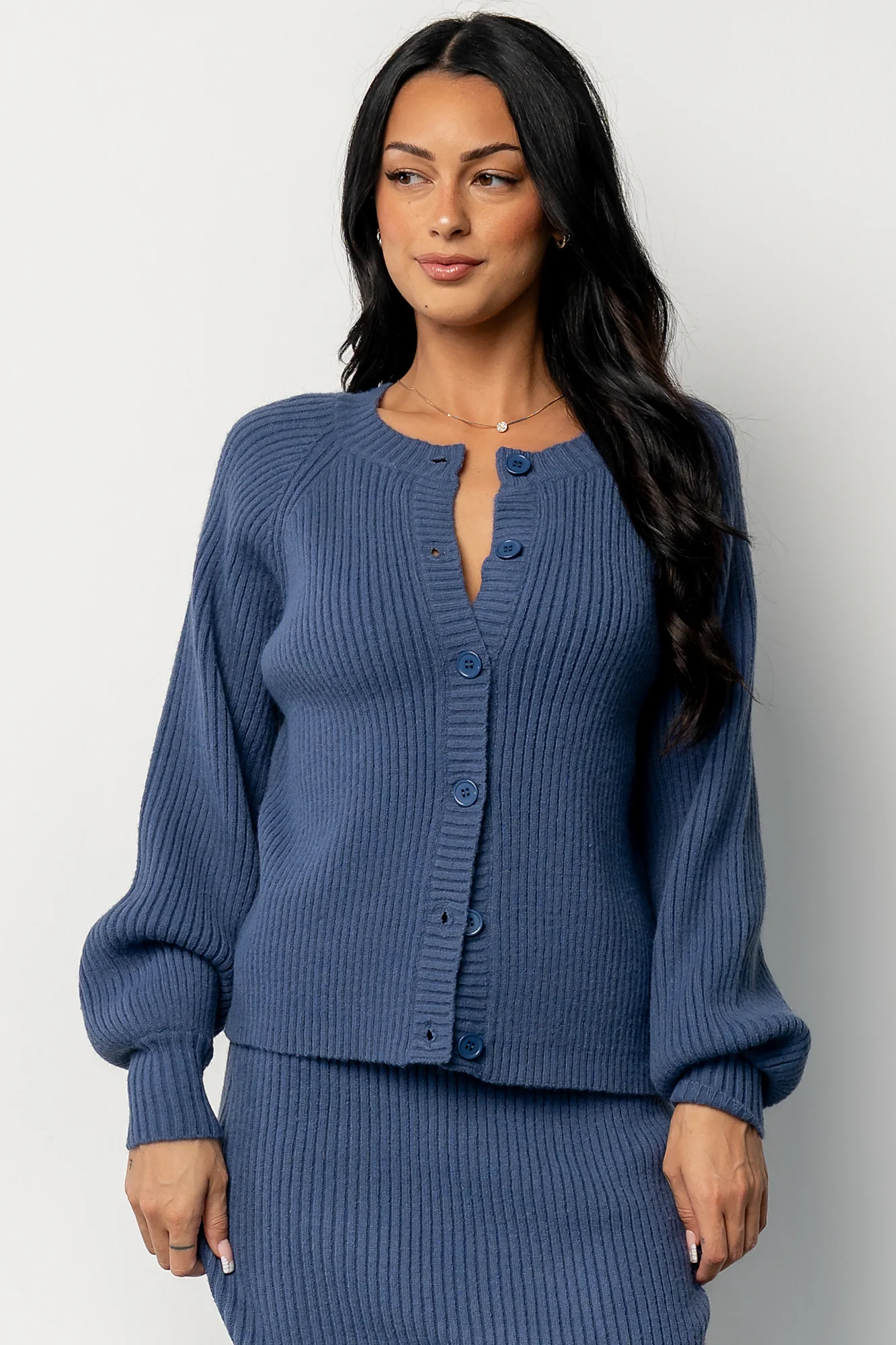 Blair Rib Knit Cardigan | Blue