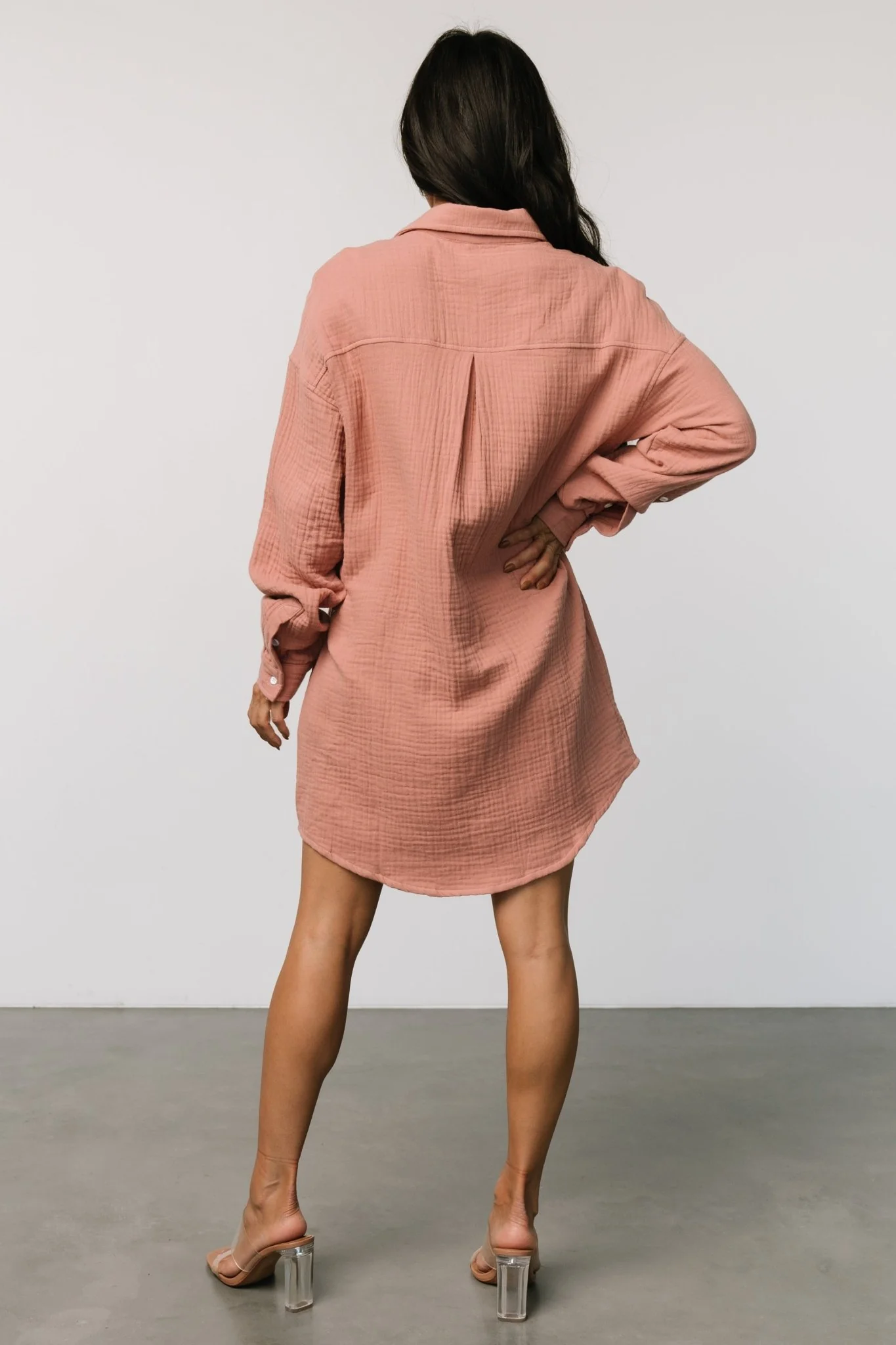 Andres Button Shirt Dress | Dusty Rose