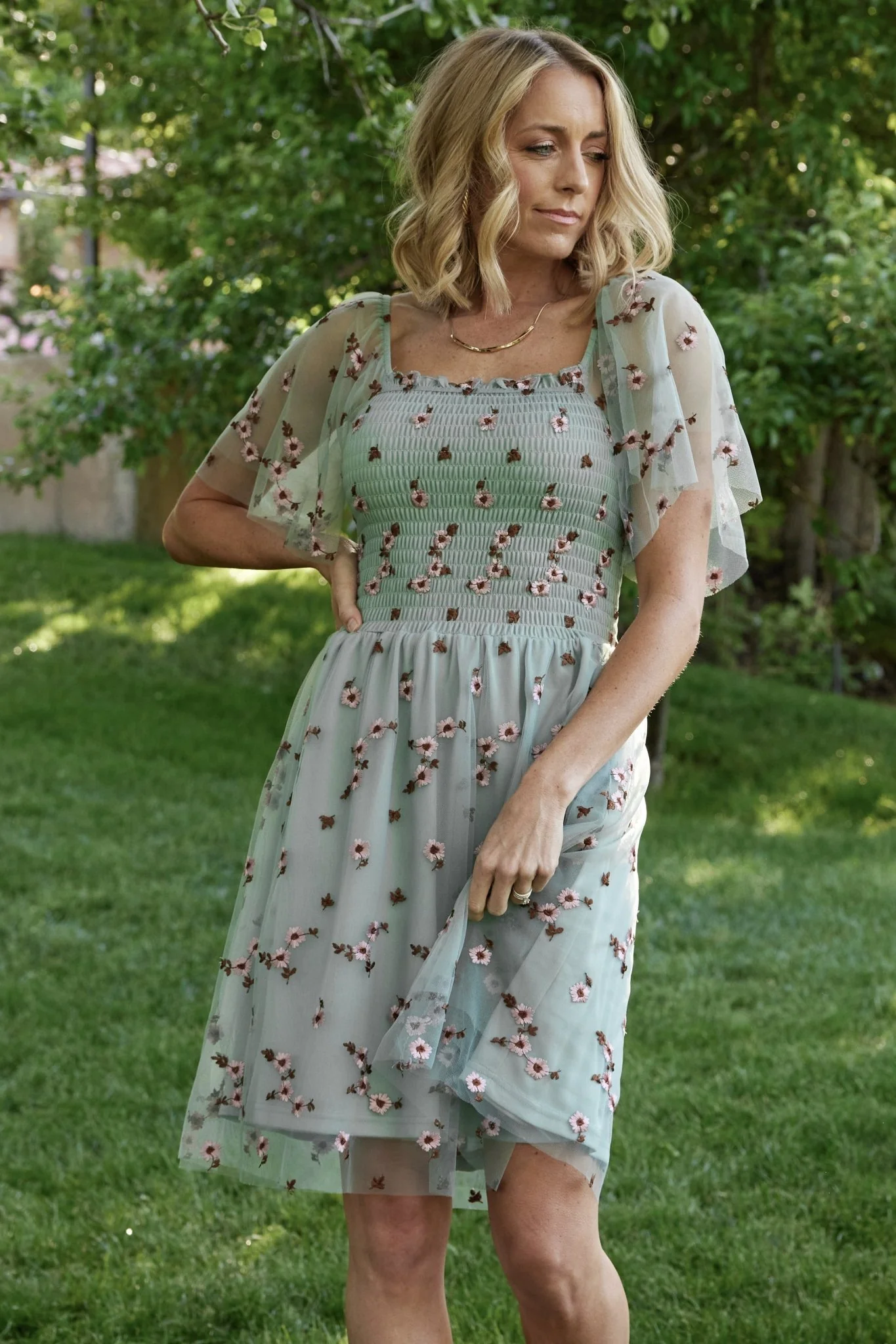 Tivoli Tulle Short Dress | Sage + Pink