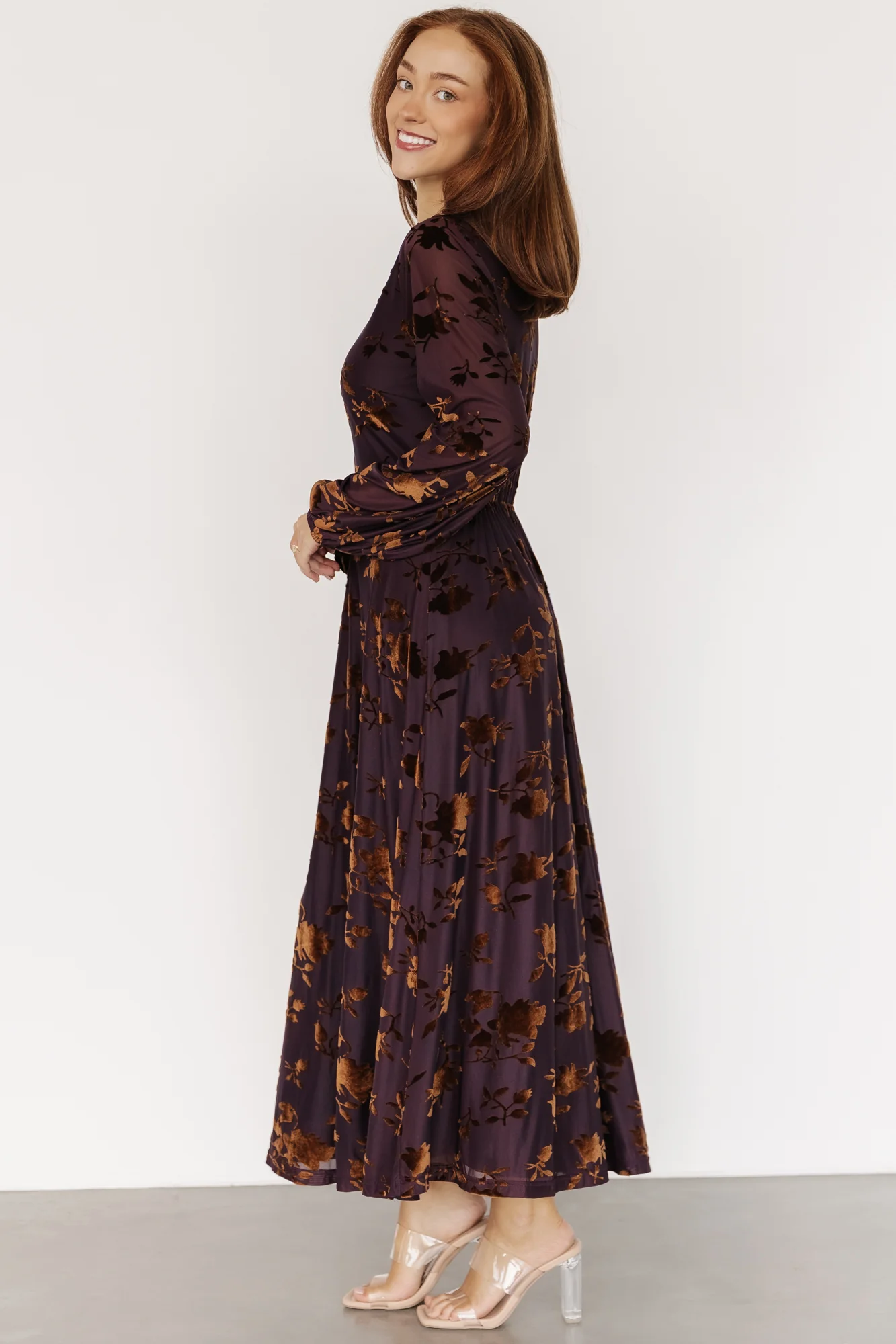 Thora Velvet Dress | Deep Plum + Bronze