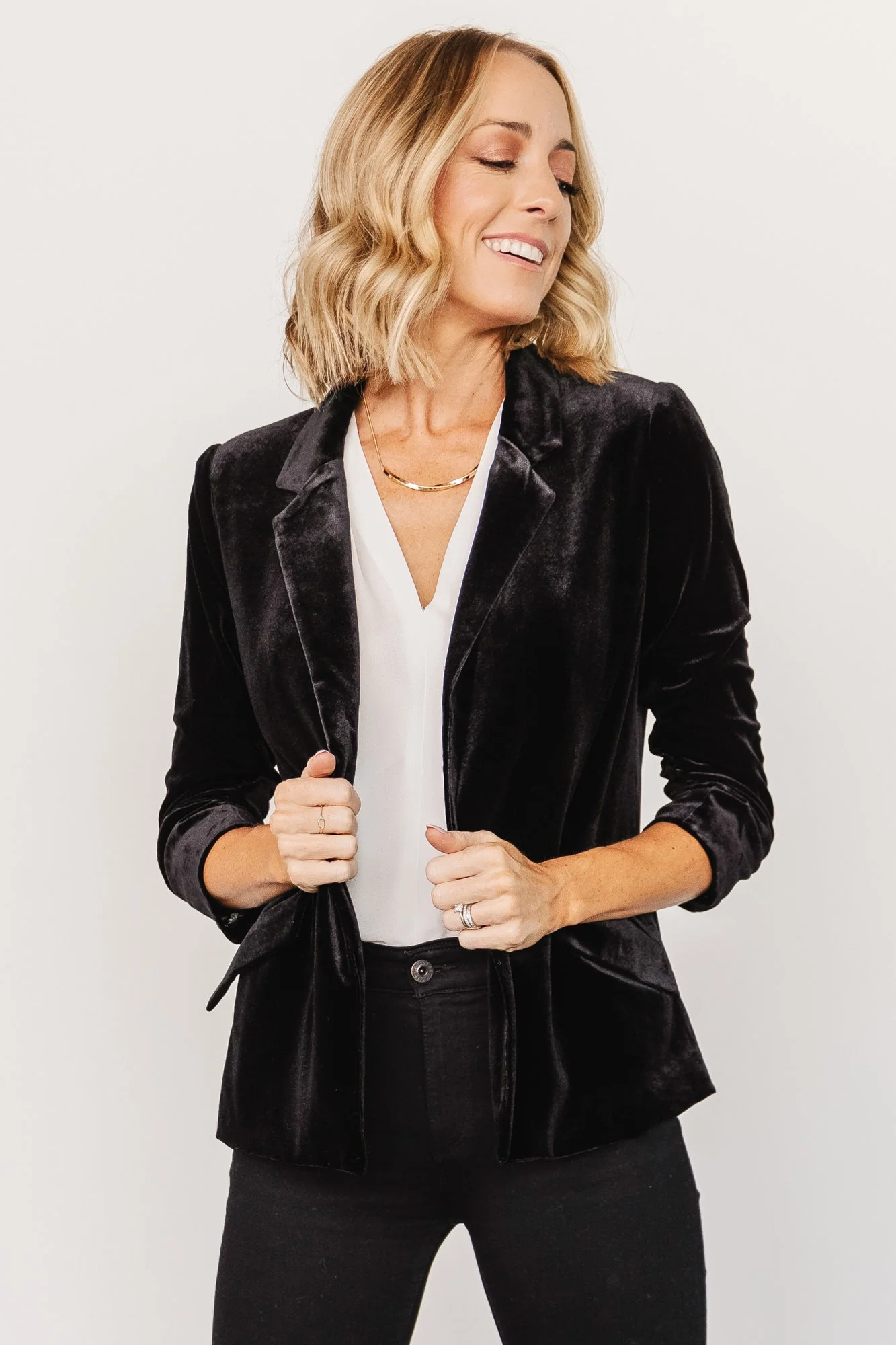 Brinton Velvet Blazer | Black