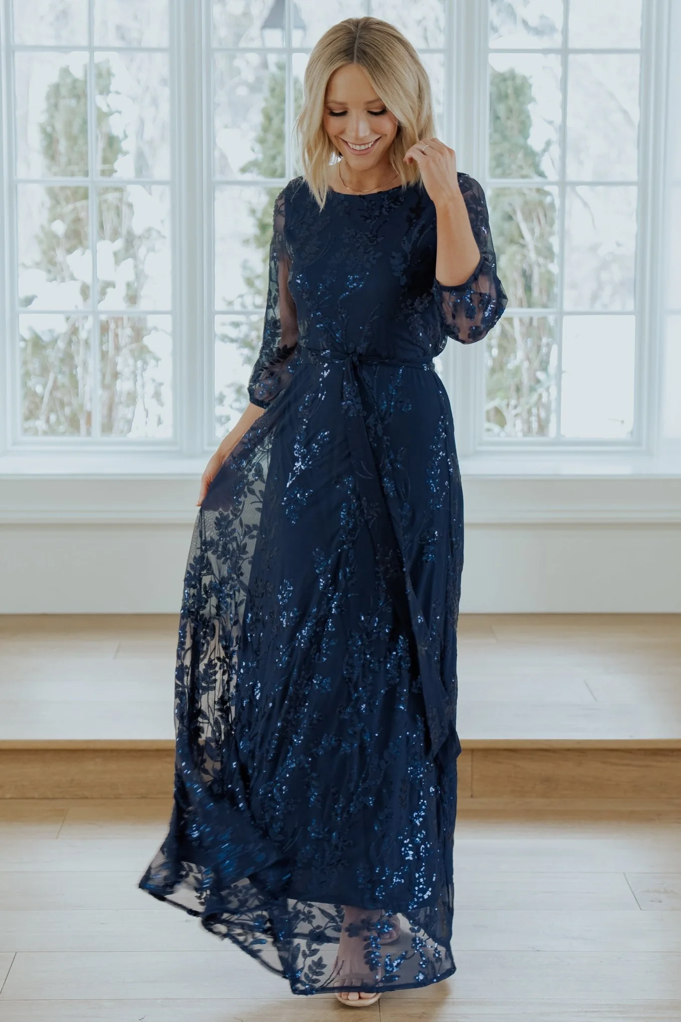 Destiny Sequin Maxi Dress | Navy