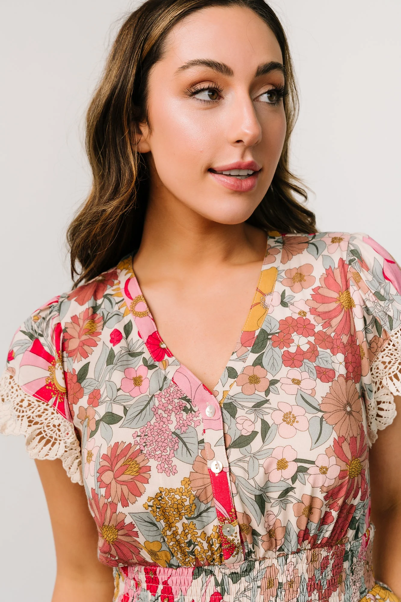 Aliyah Midi Dress | Cream Multi Floral