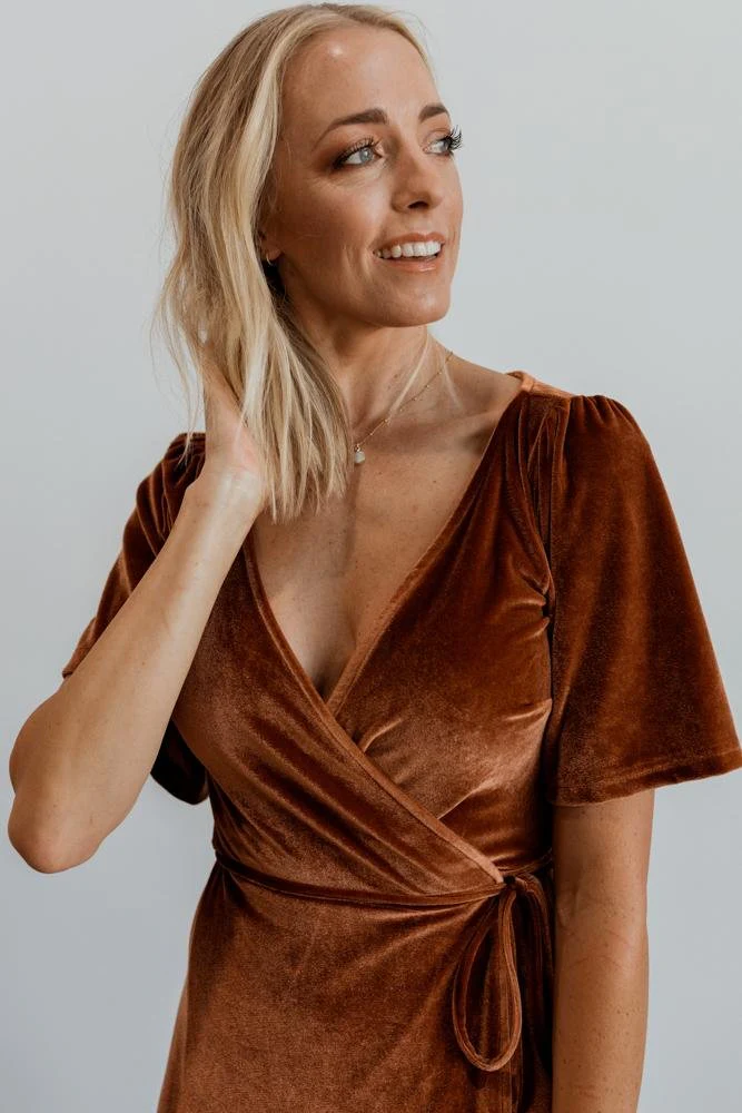 Meghan Velvet Wrap Maxi Dress | Spice