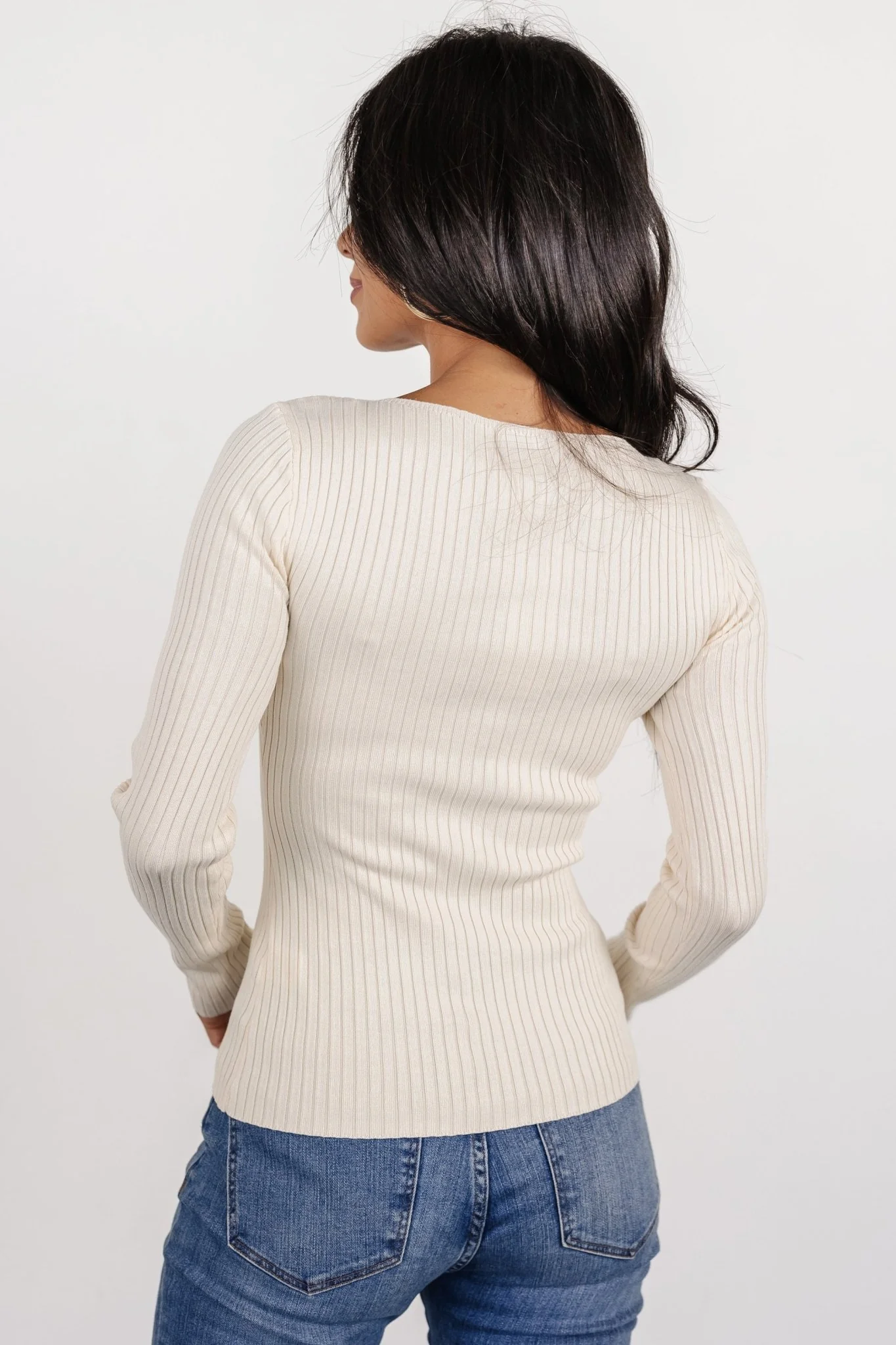 Morris Ribbed Knit Top | Cream