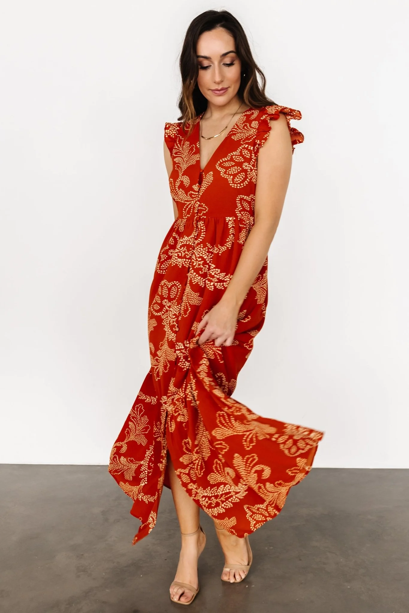 Ginger Button Down Maxi Dress | Rust + Ivory