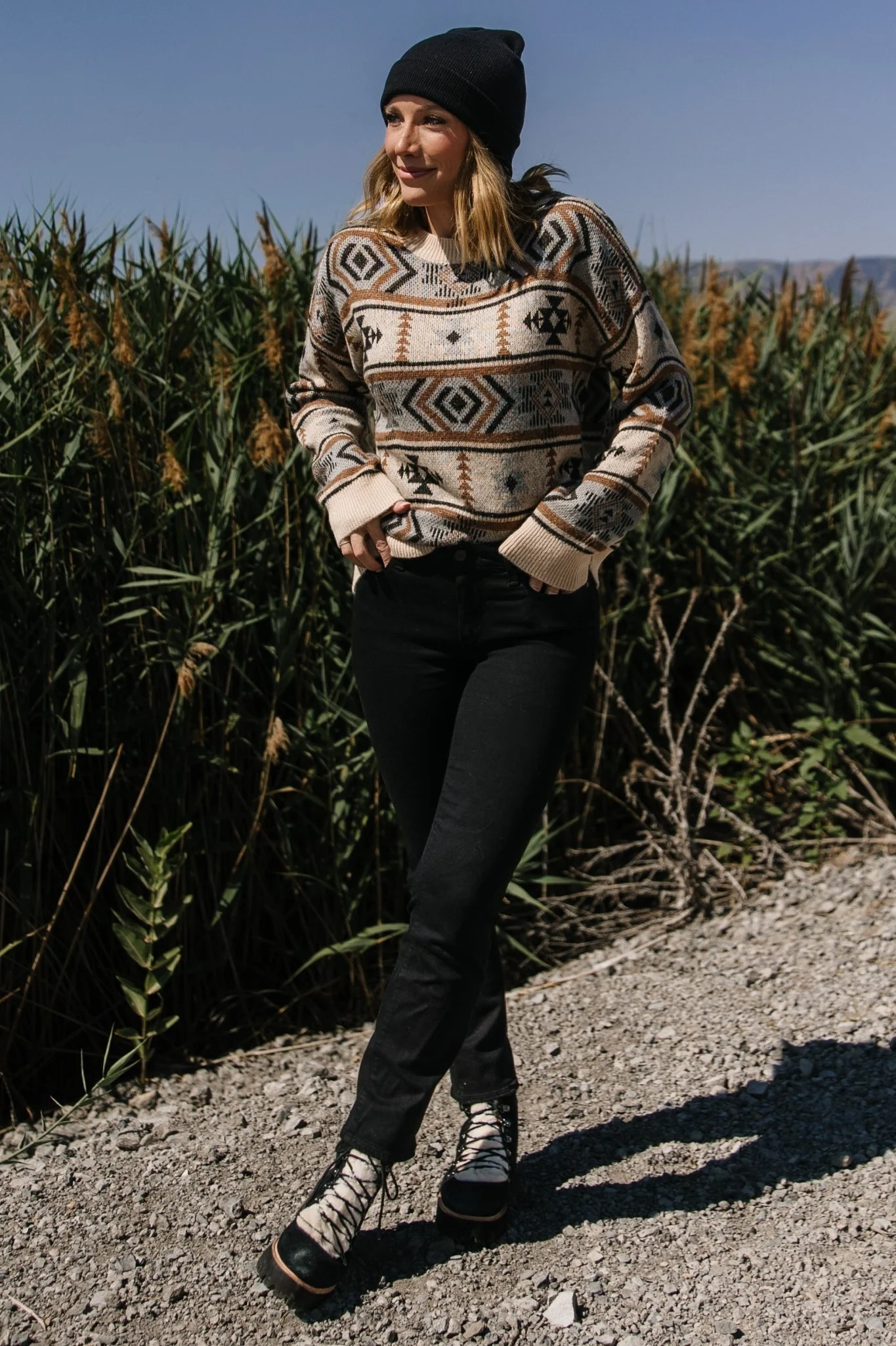 Conrad Knit Sweater | Tan Multi Print