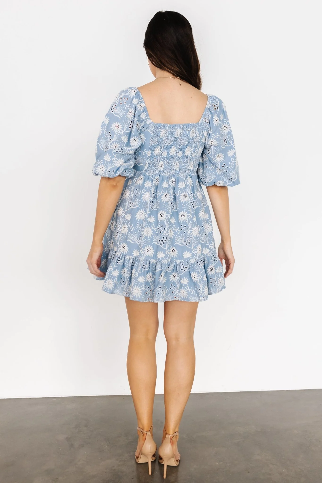 Serres Eyelet Mini Dress | Blue Floral