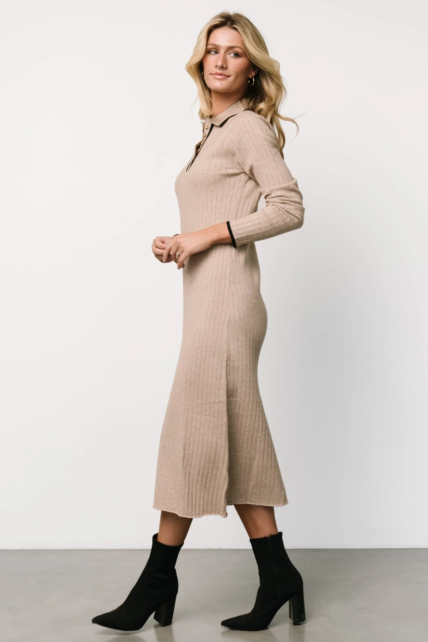 Shantel Polo Dress | Taupe + Black