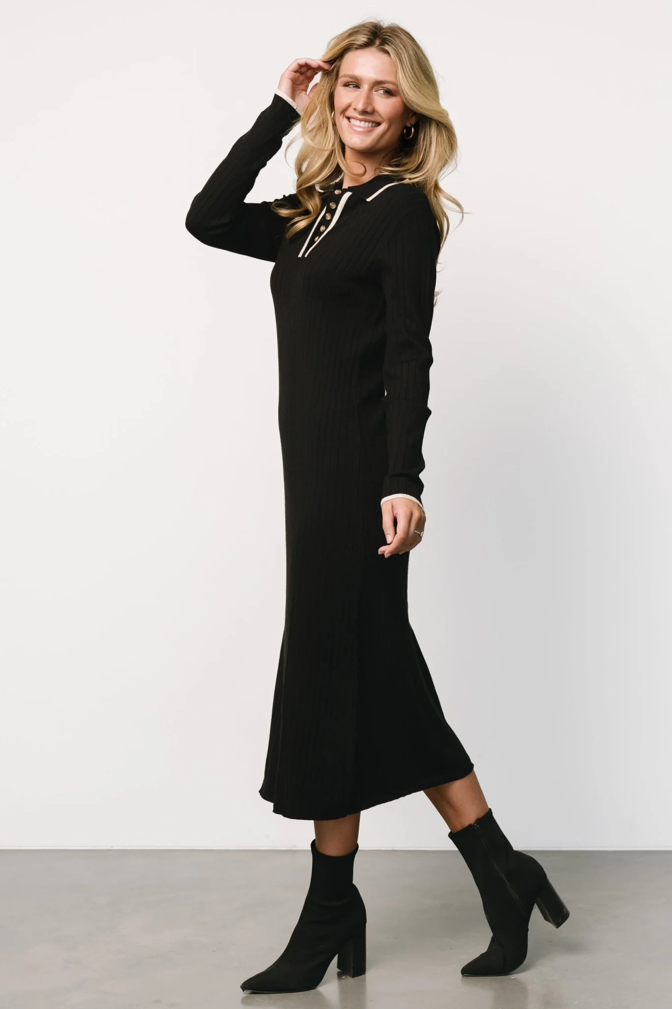 Shantel Polo Dress | Black + Cream
