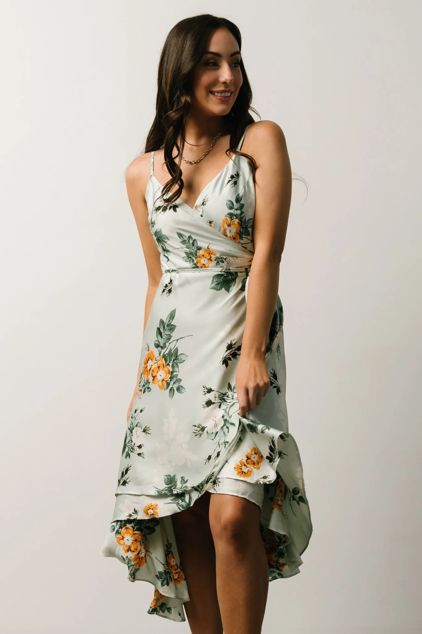 Steffi Tulip Wrap Dress | Light Sage Floral